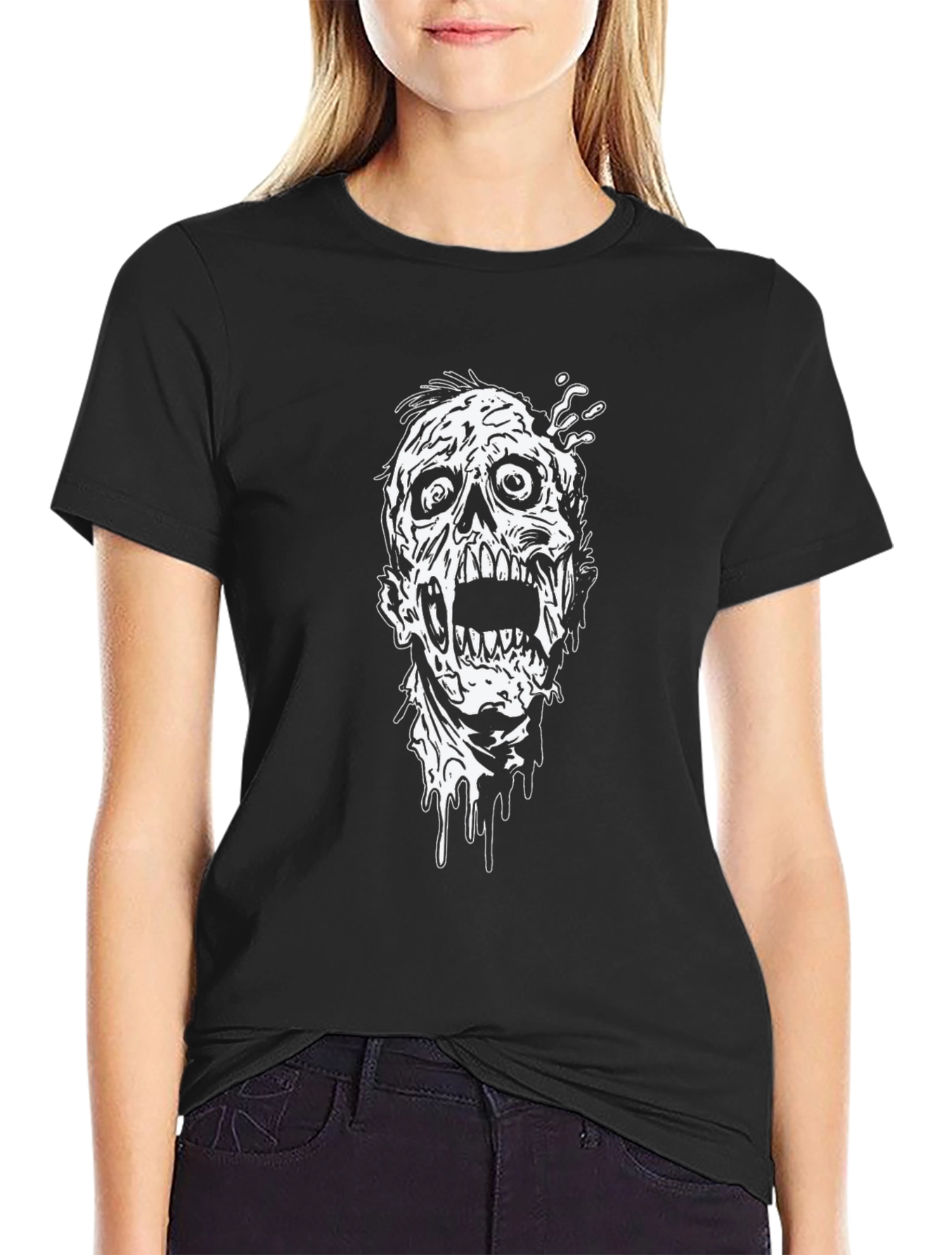 Zombie Graphic T-Shirt - Black Cotton Tee