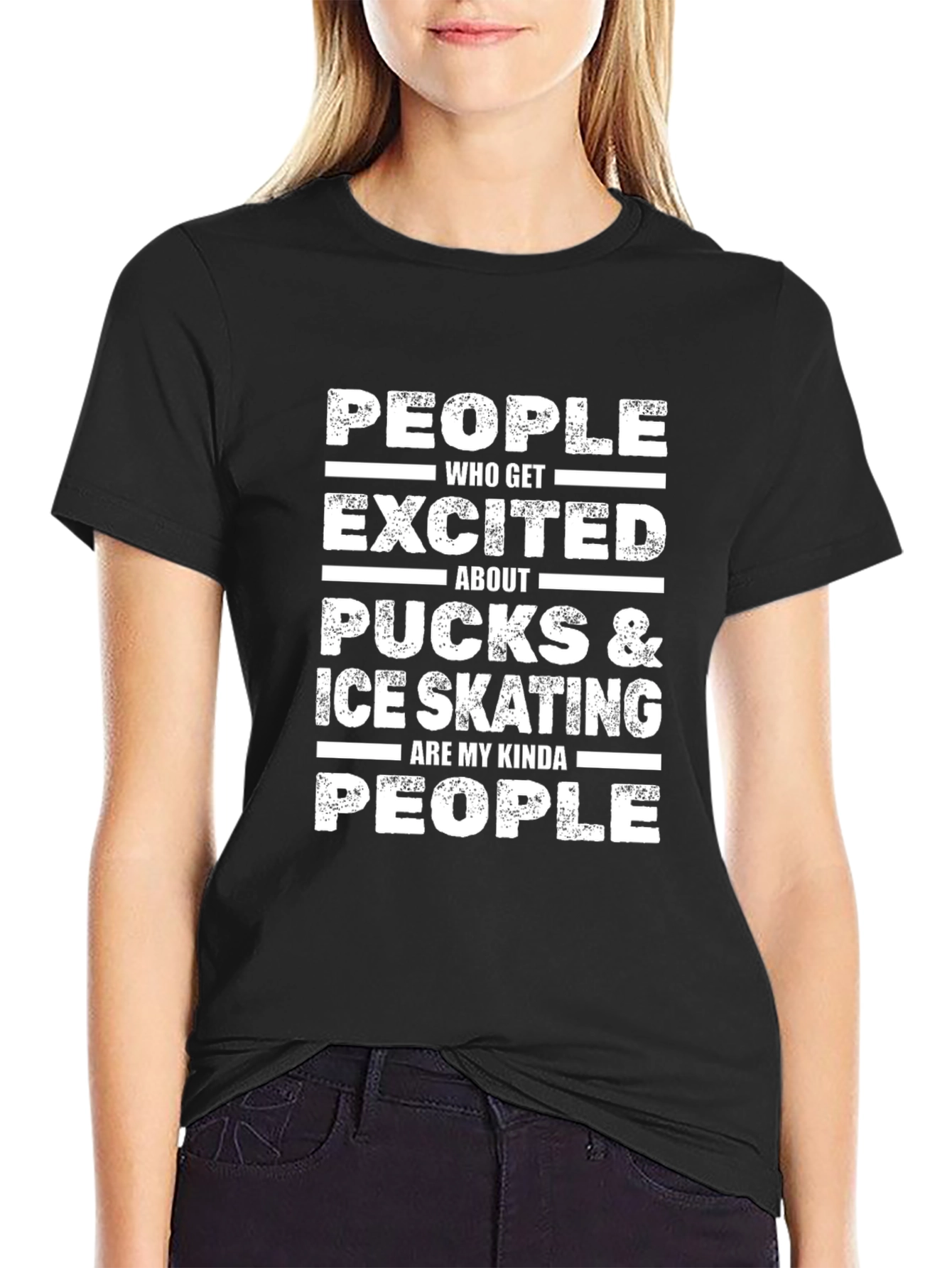 Ice Skating & Pucks Enthusiast Black T-Shirt