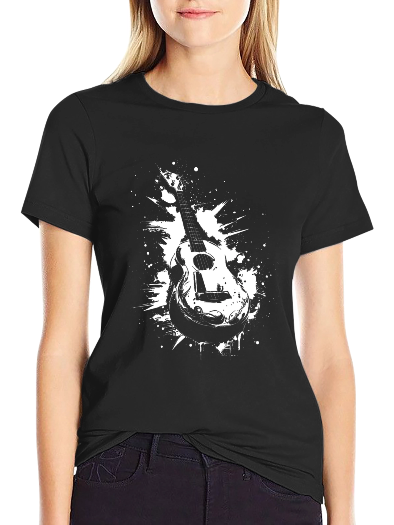 Guitar Graphic Black T-Shirt