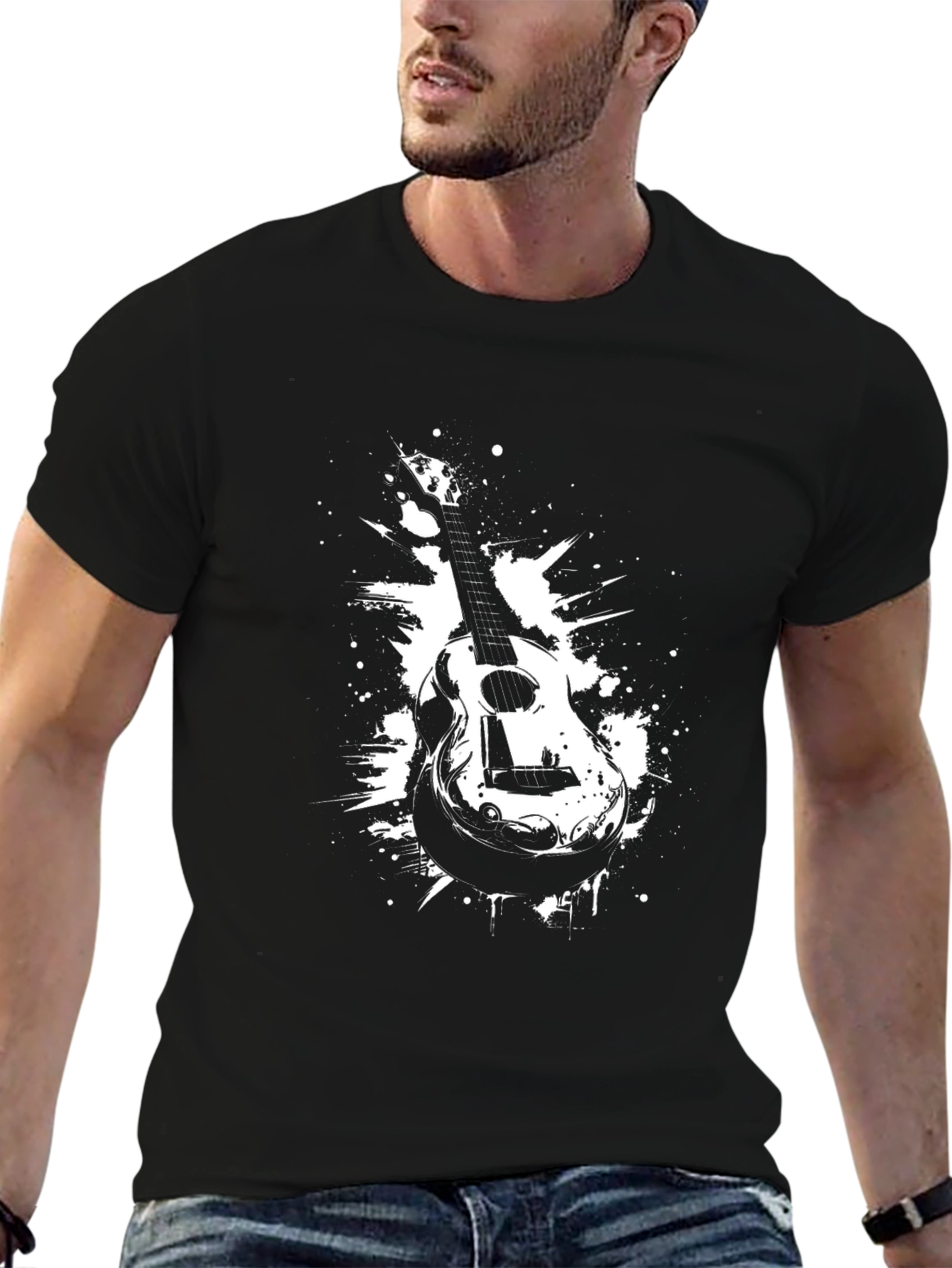 Guitar Graphic Black T-Shirt