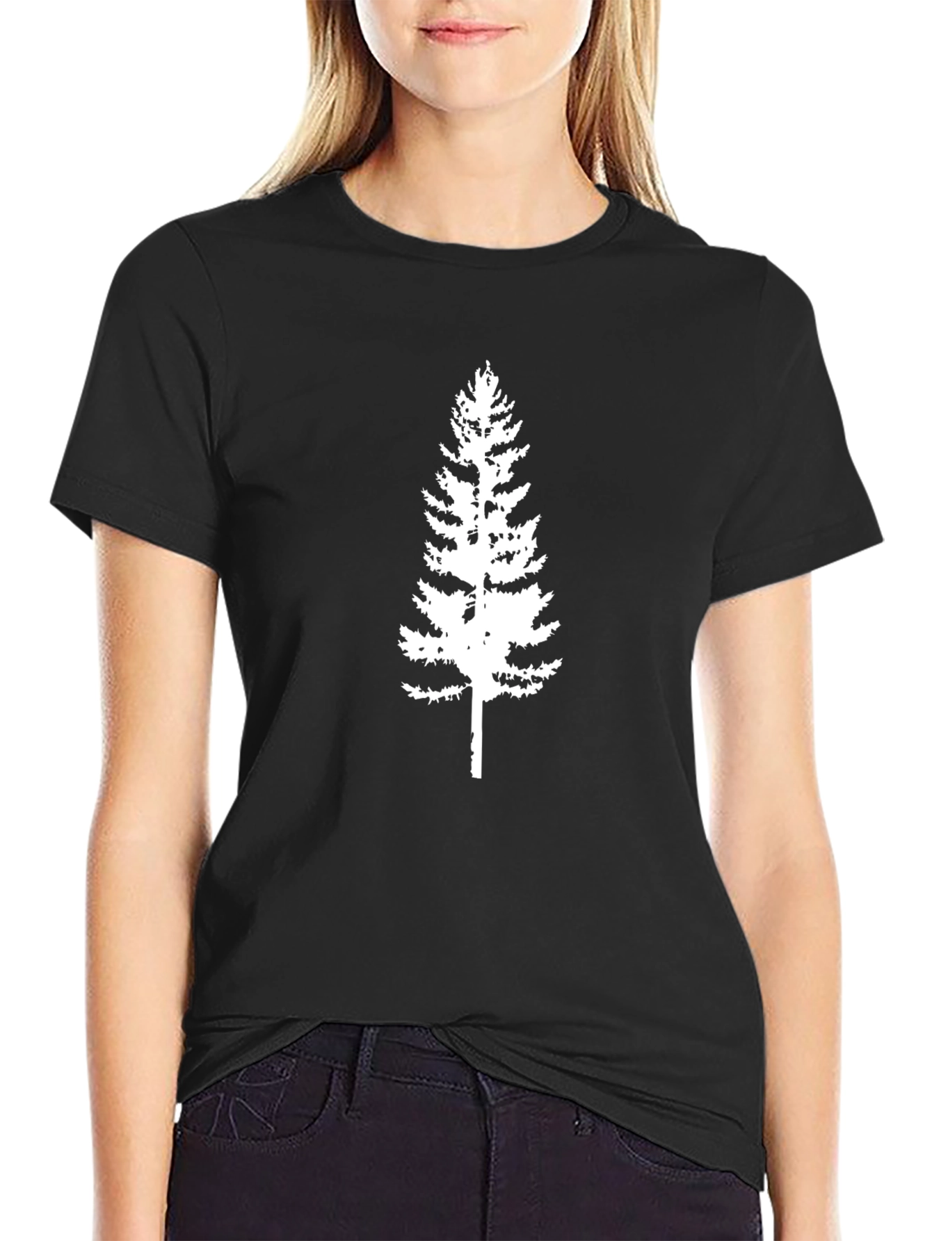 Evergreen Tree Graphic Tee - Black Cotton Casual Shirt