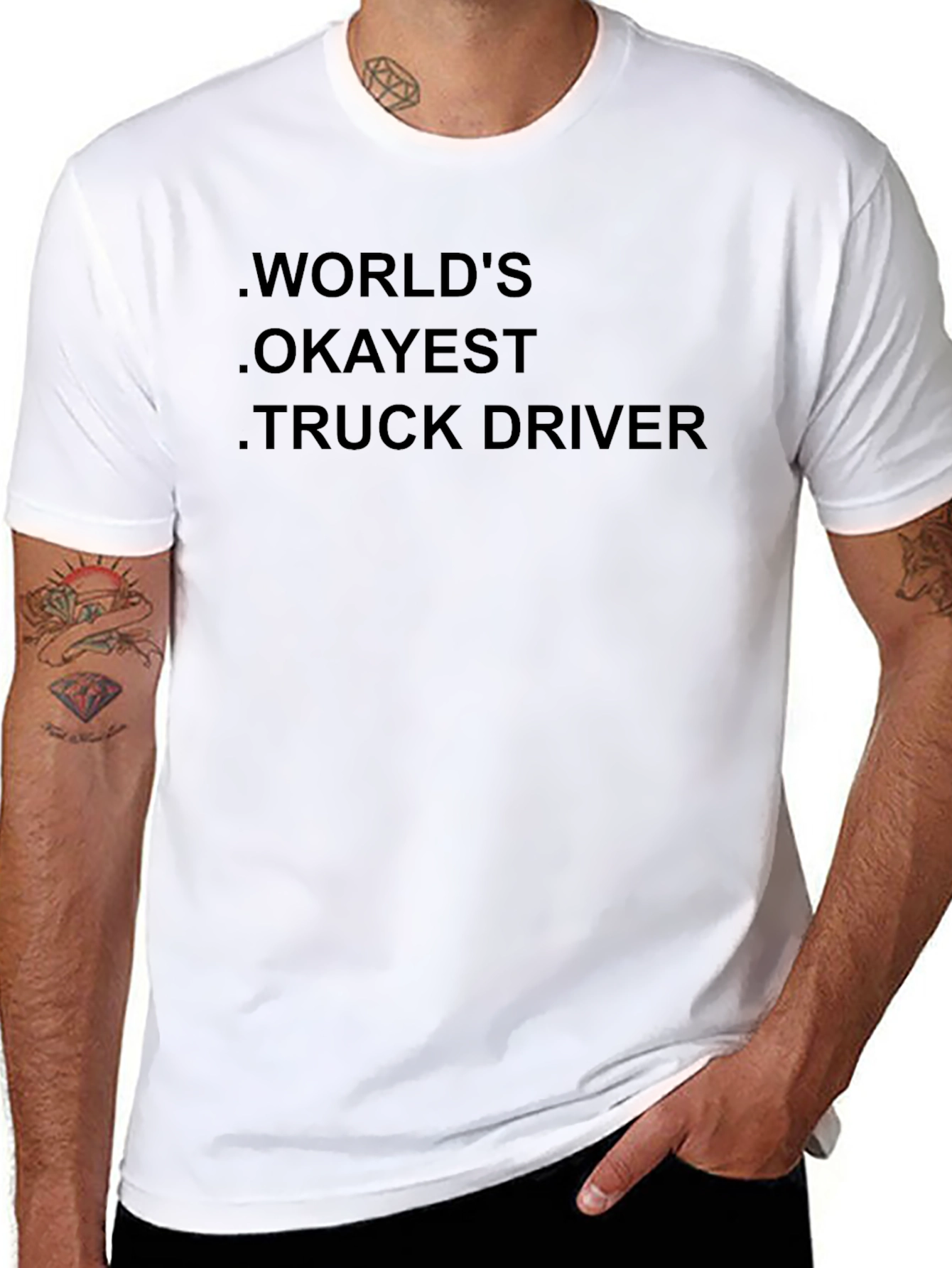 Worlds Okayest Truck Driver Black T-Shirt
