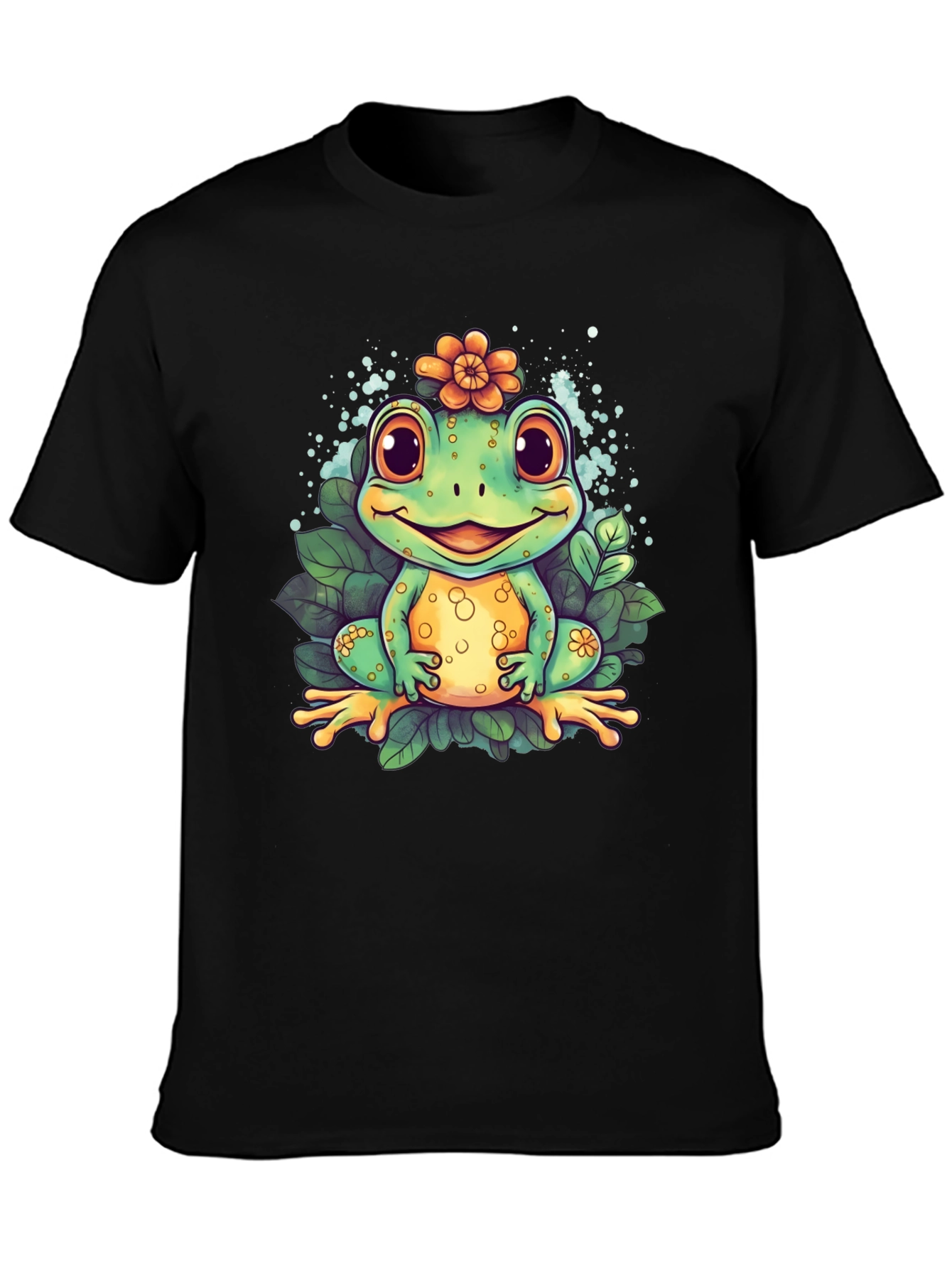 Cute Frog Graphic T-Shirt - Mens Black Tee