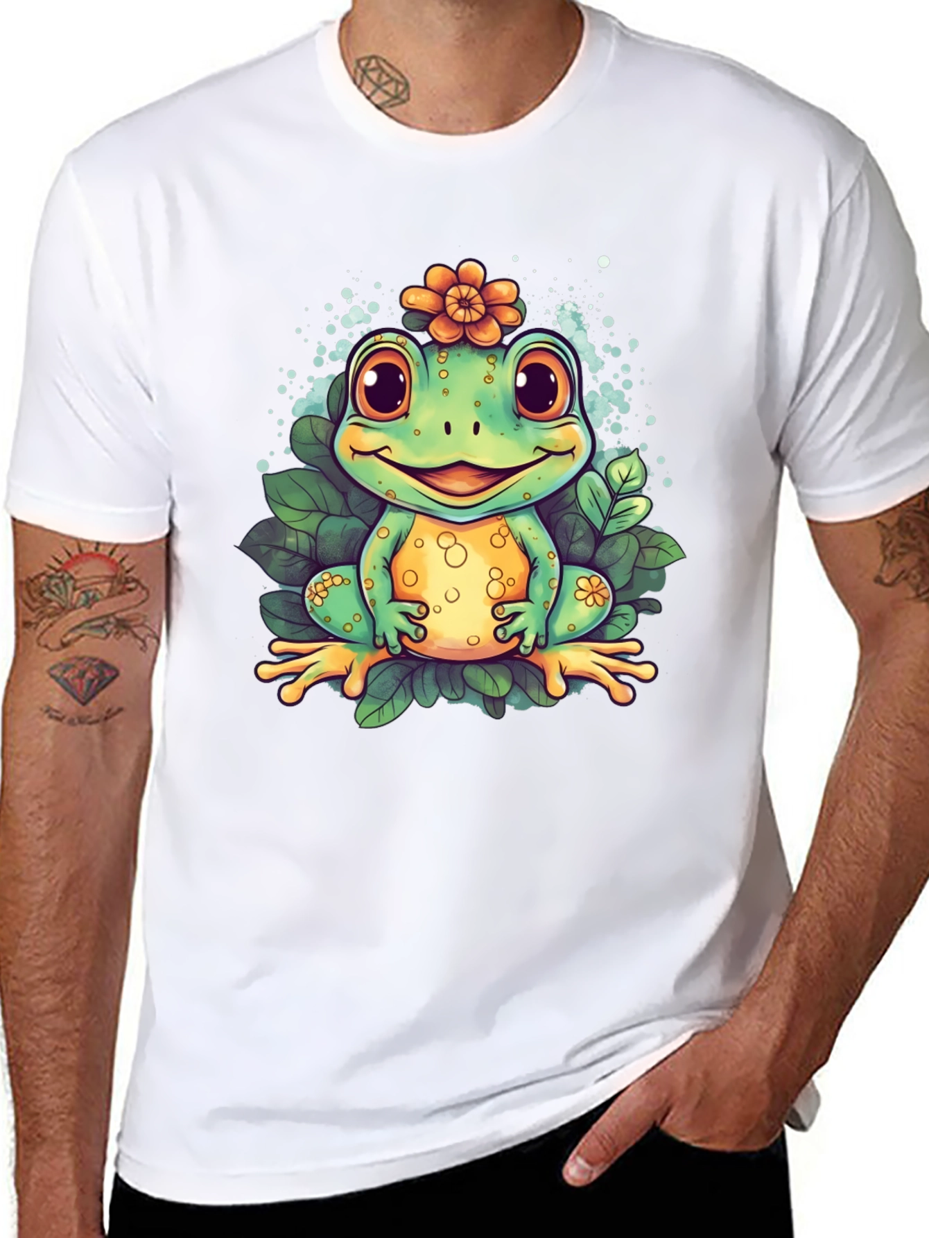 Cute Frog Graphic T-Shirt - Mens Black Tee