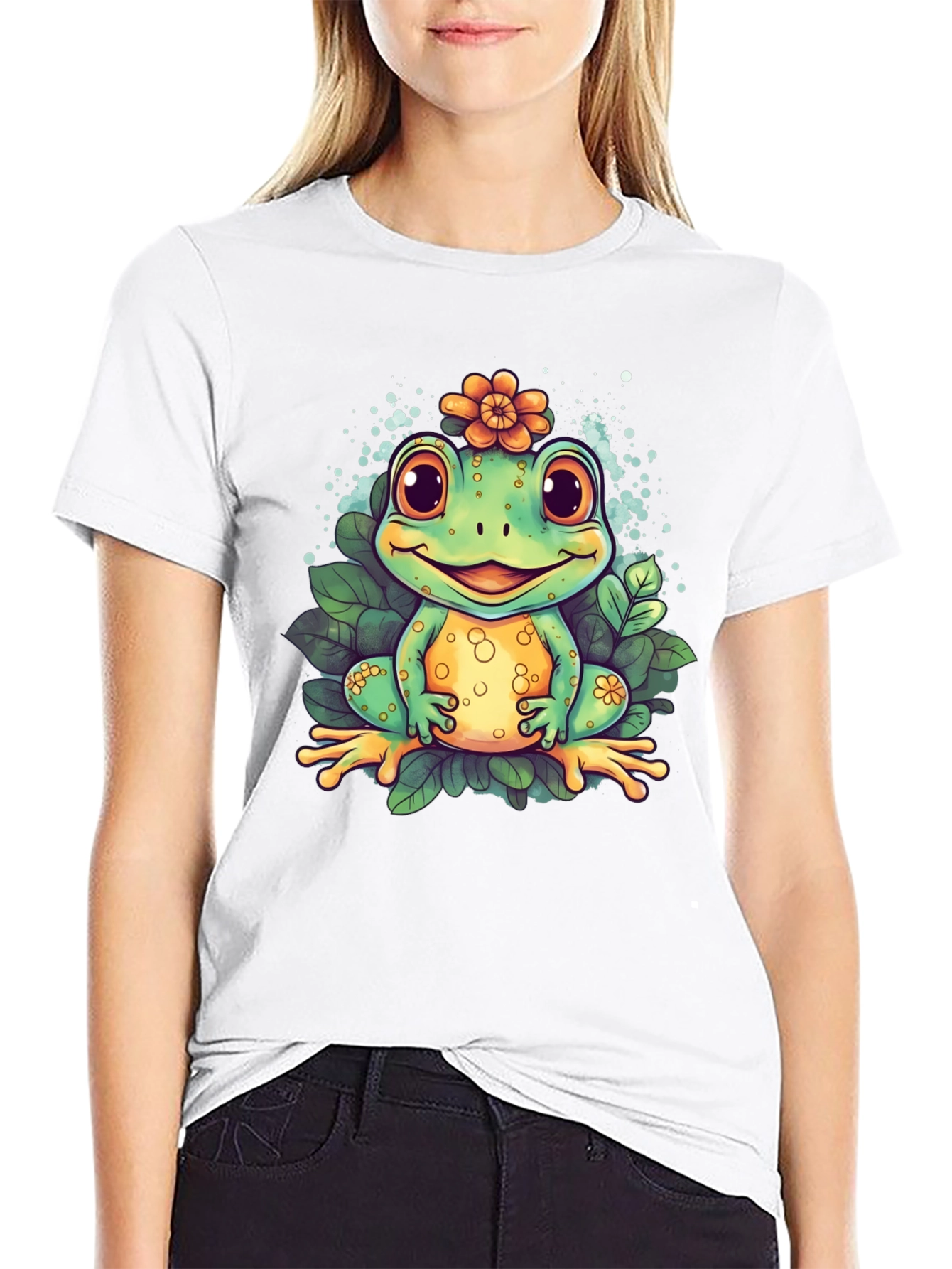 Cute Frog Graphic T-Shirt - Mens Black Tee
