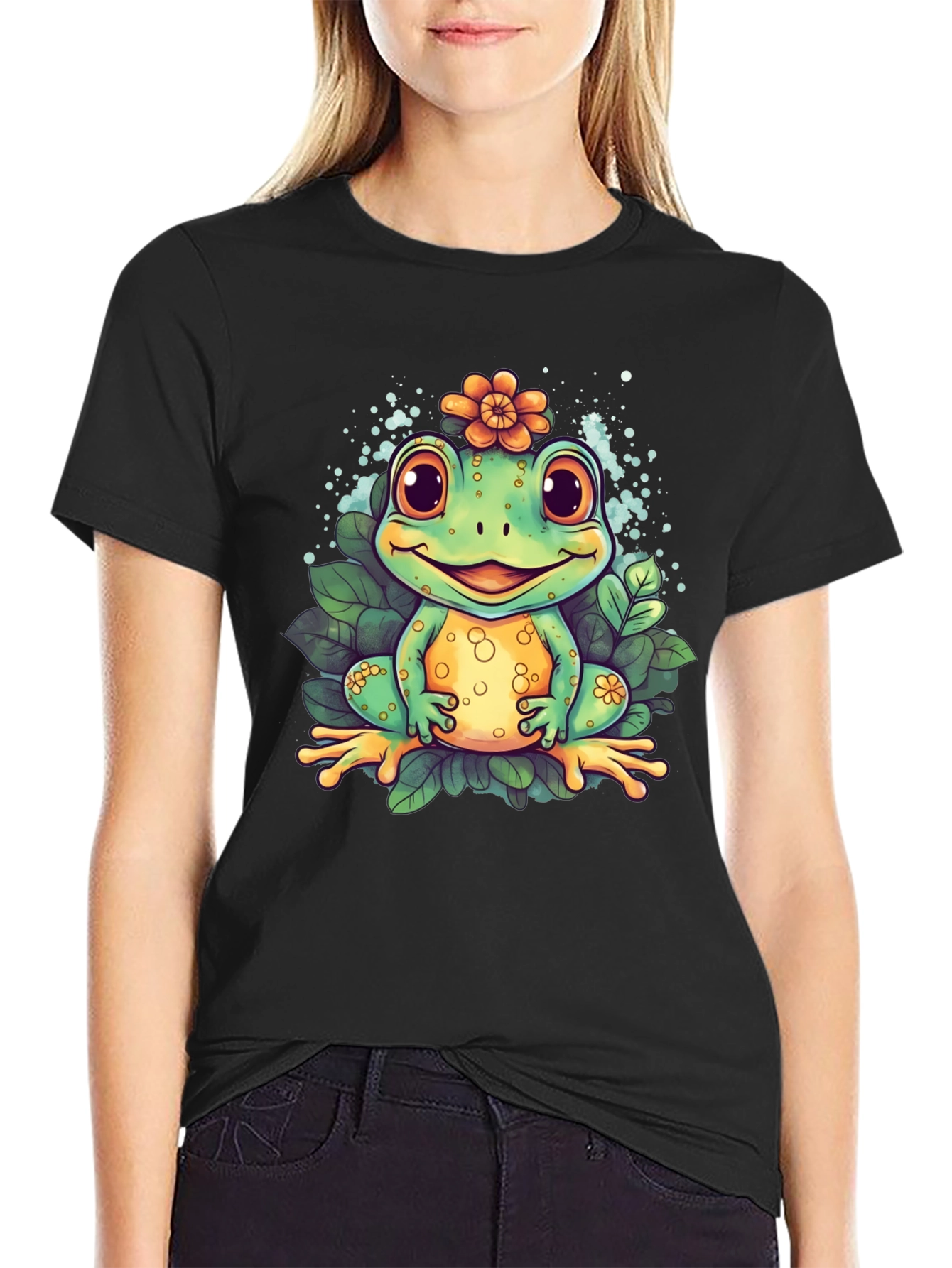 Cute Frog Graphic T-Shirt - Mens Black Tee