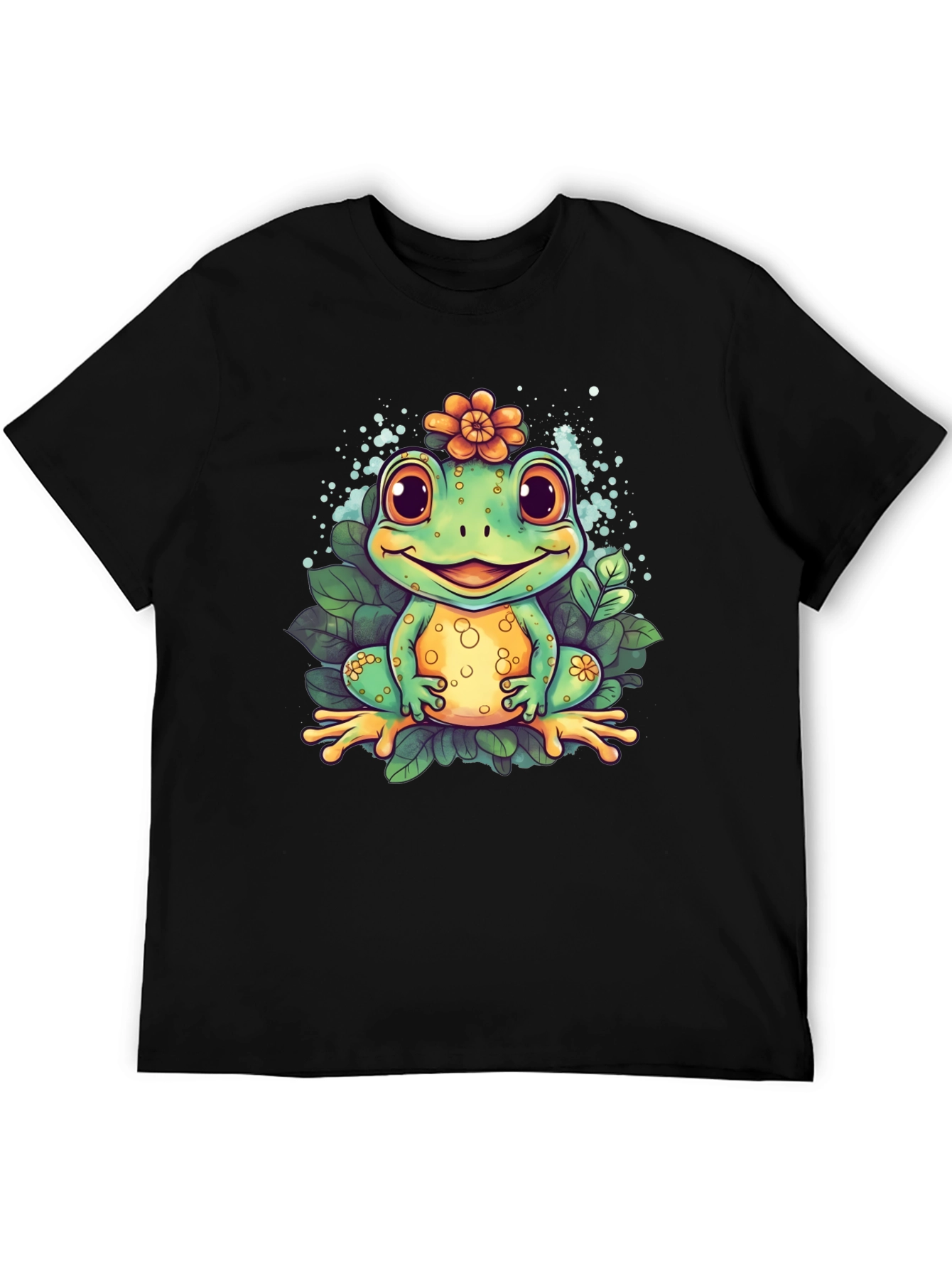 Cute Frog Graphic T-Shirt - Mens Black Tee