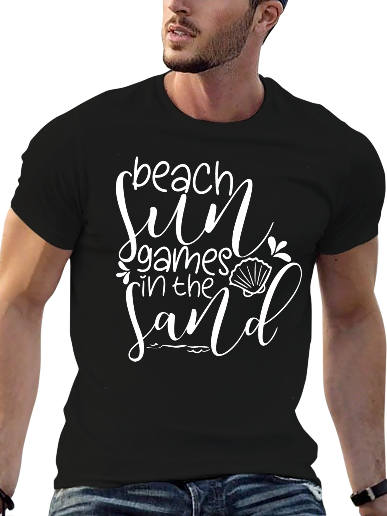 Beach Sun Games in the Sand Black T-Shirt
