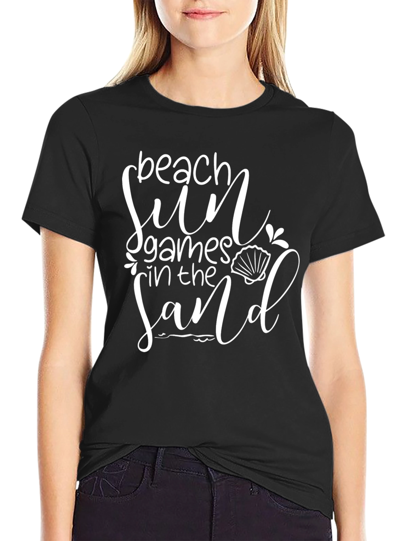 Beach Sun Games in the Sand Black T-Shirt