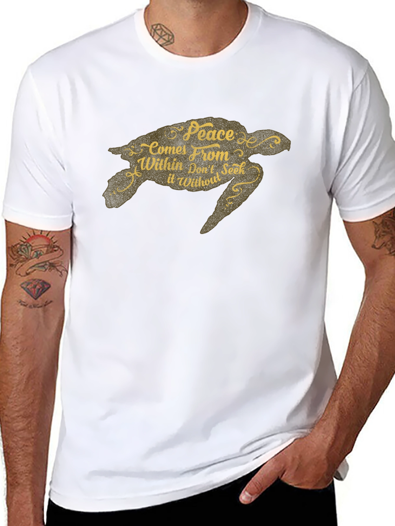 Peace Within Turtle Black Graphic Tee