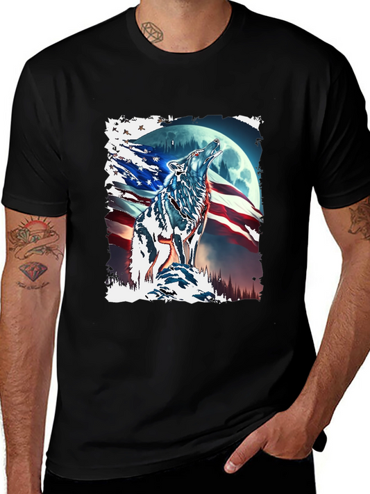 Patriotic Wolf Moon T-Shirt