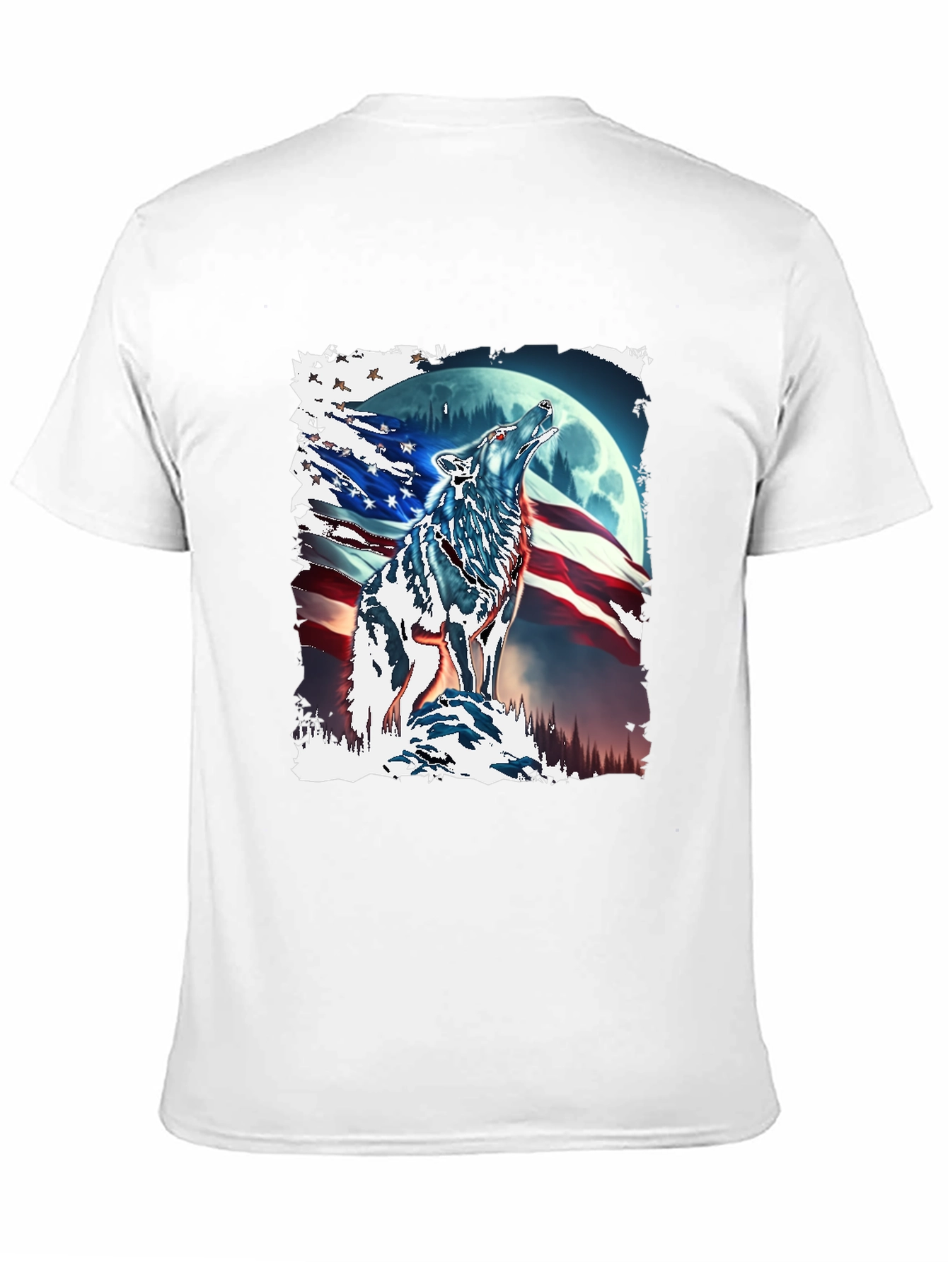 Patriotic Wolf Moon T-Shirt