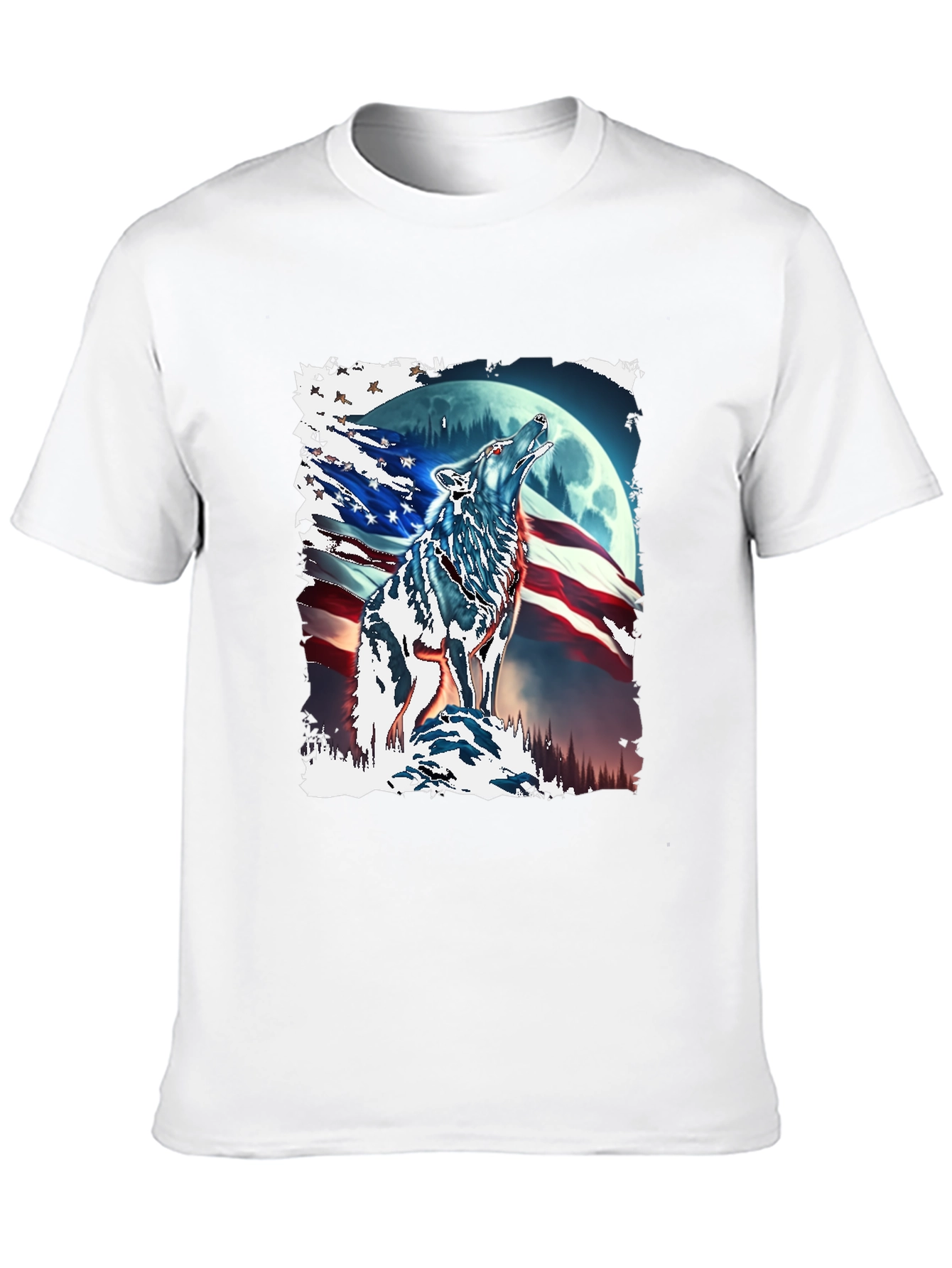 Patriotic Wolf Moon T-Shirt