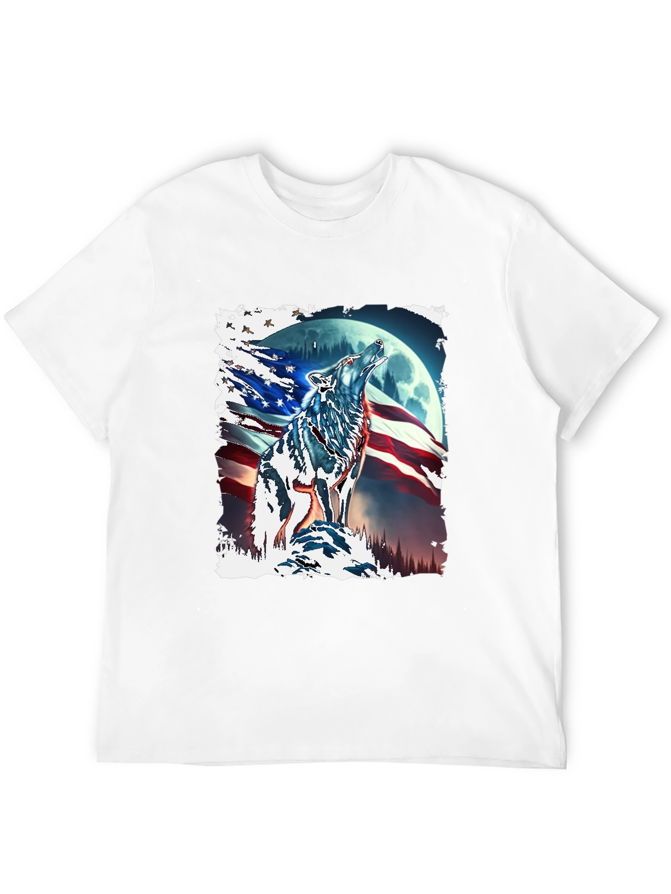 Patriotic Wolf Moon T-Shirt