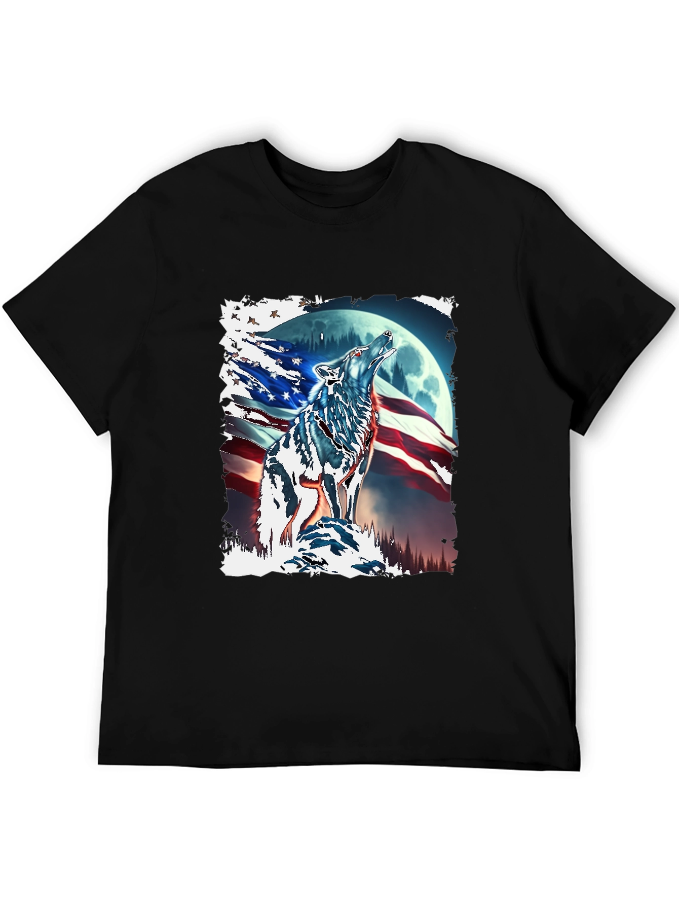 Patriotic Wolf Moon T-Shirt