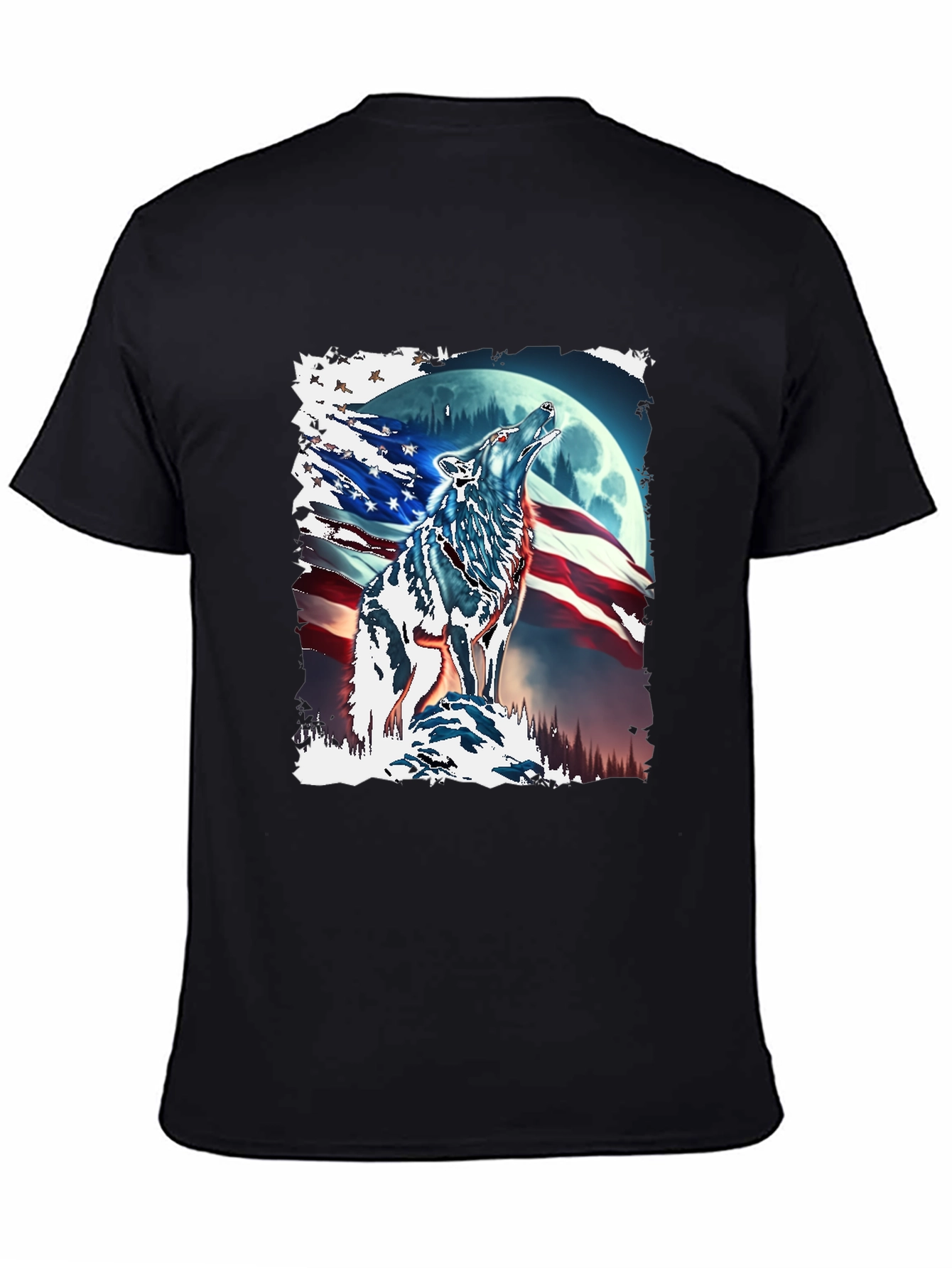 Patriotic Wolf Moon T-Shirt