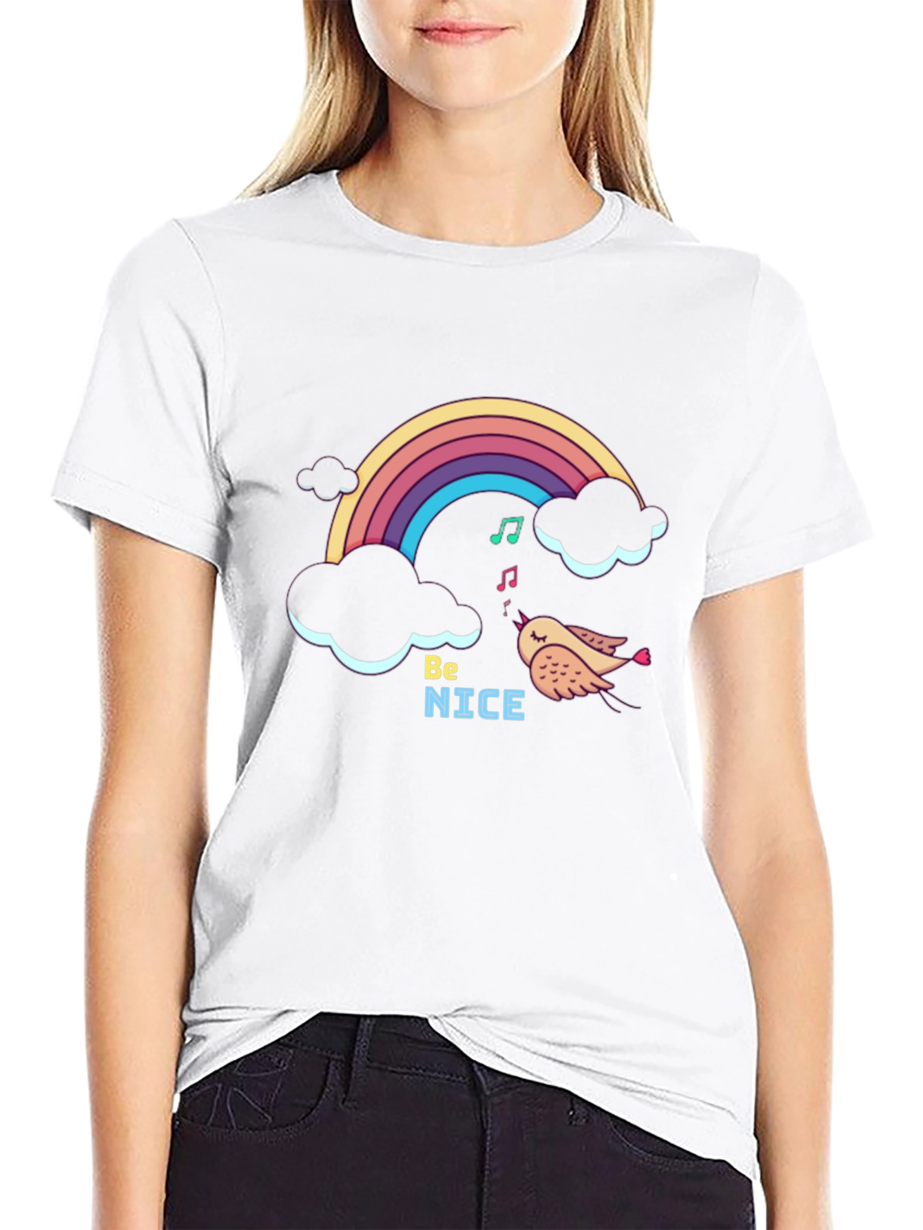 Be Nice Rainbow Graphic T-Shirt