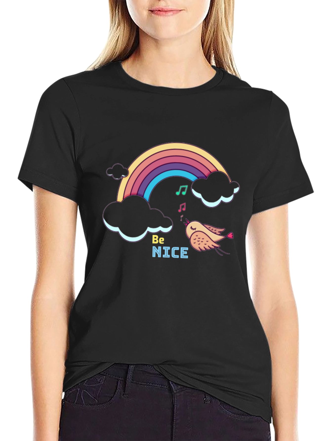 Be Nice Rainbow Graphic T-Shirt