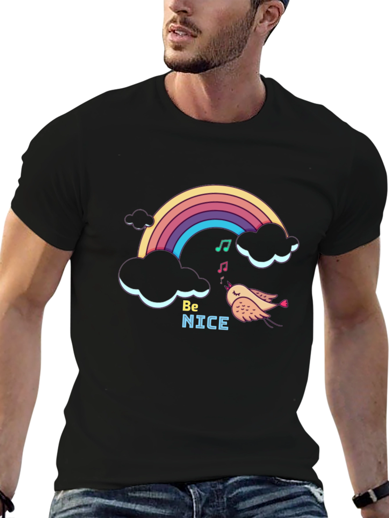 Be Nice Rainbow Graphic T-Shirt