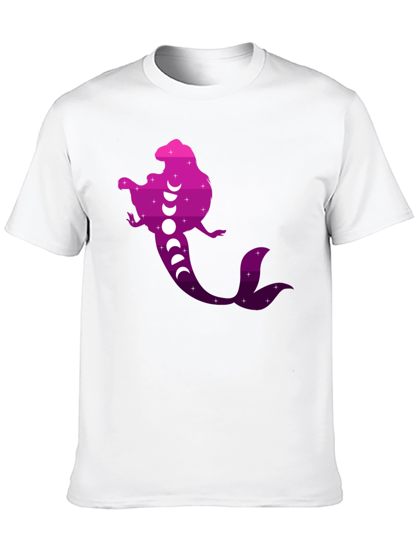 Mermaid Phases Graphic Tee - Black Cotton Casual Shirt