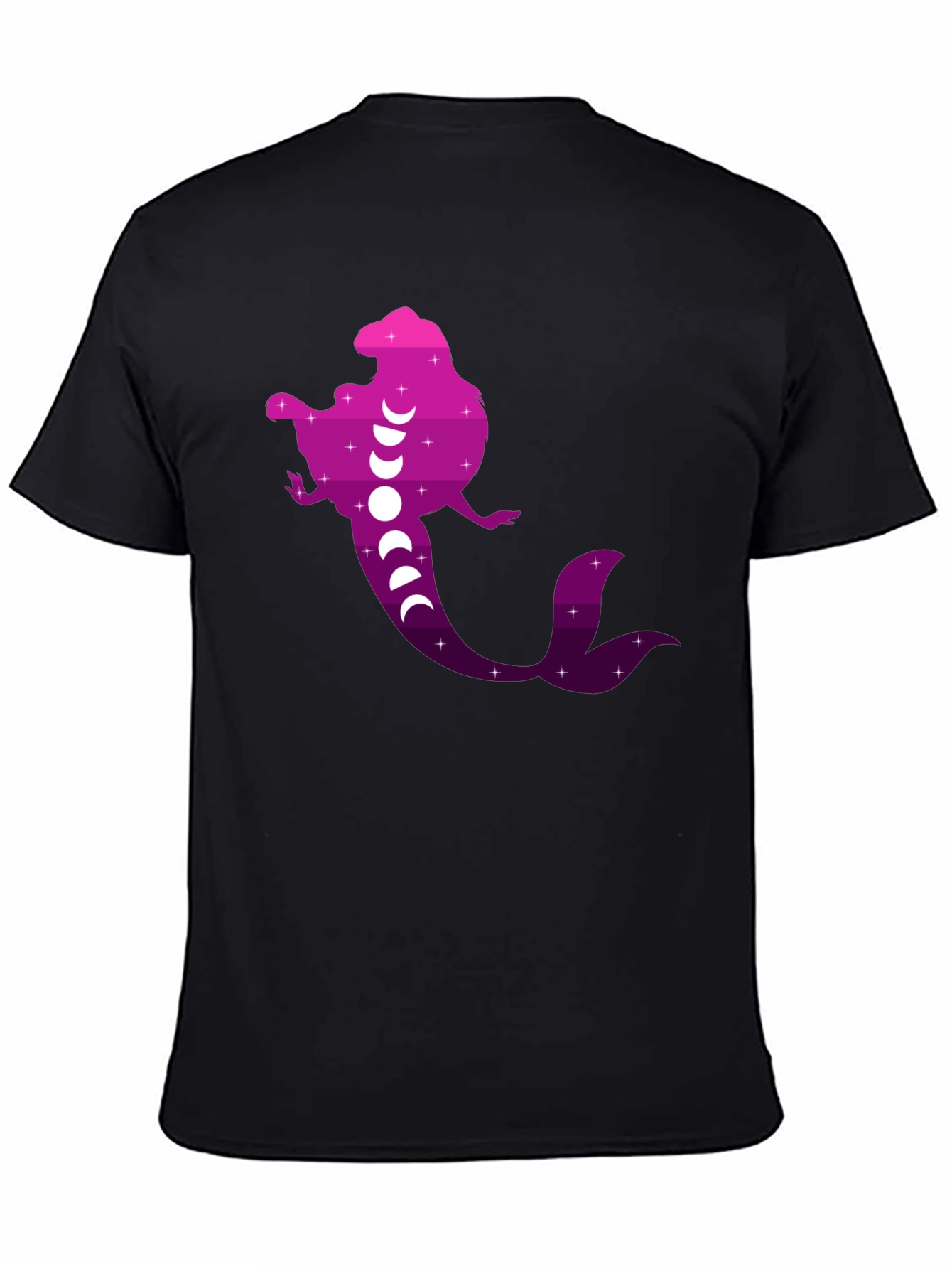 Mermaid Phases Graphic Tee - Black Cotton Casual Shirt