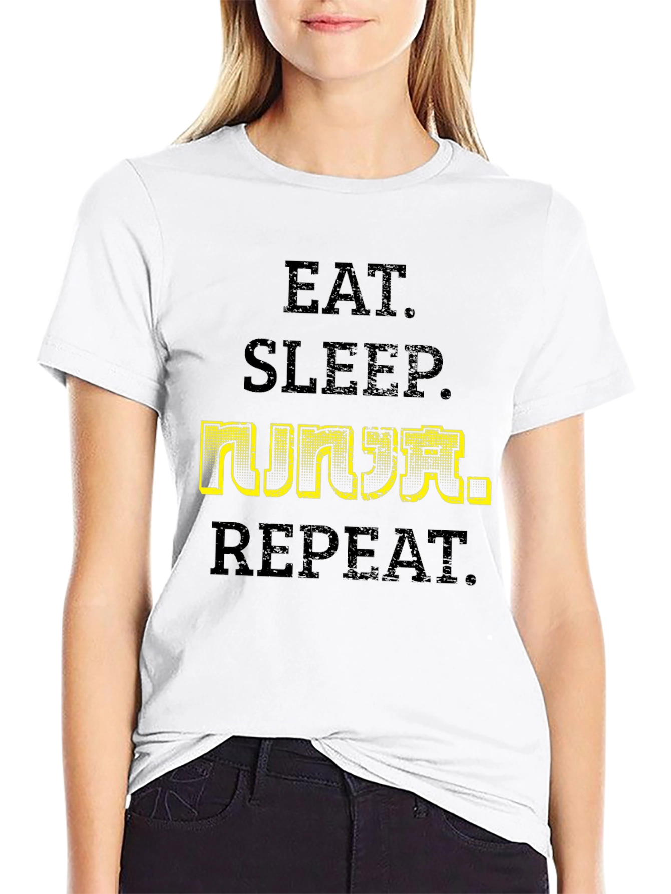 Eat Sleep Ninja Repeat T-Shirt - Black Cotton Tee