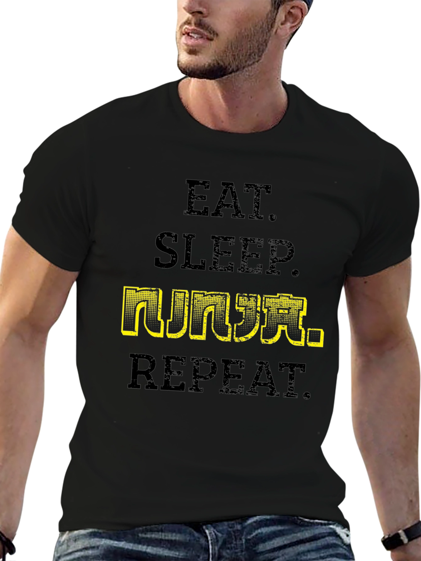 Eat Sleep Ninja Repeat T-Shirt - Black Cotton Tee