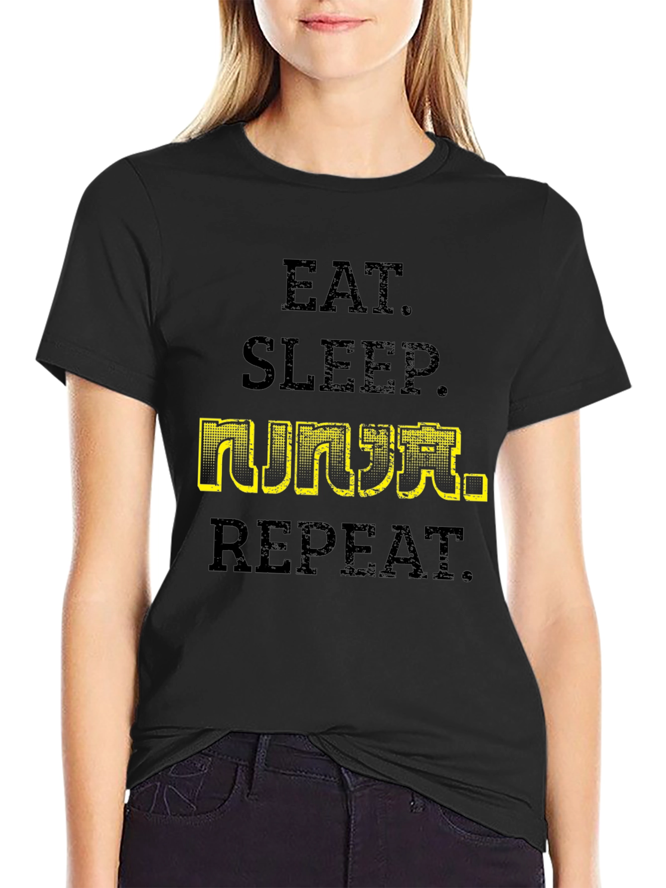 Eat Sleep Ninja Repeat T-Shirt - Black Cotton Tee