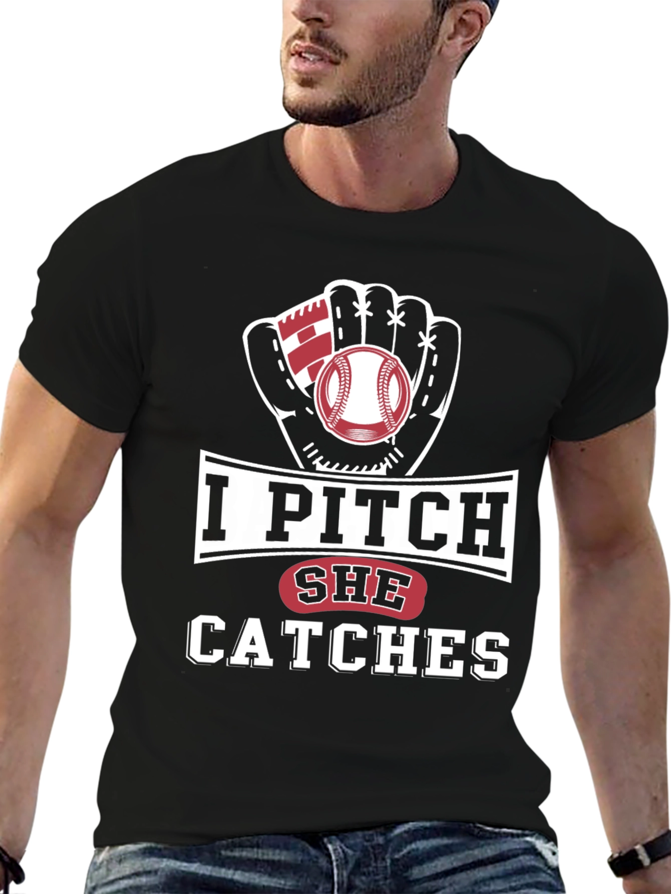 I Pitch She Catches Baseball T-Shirt