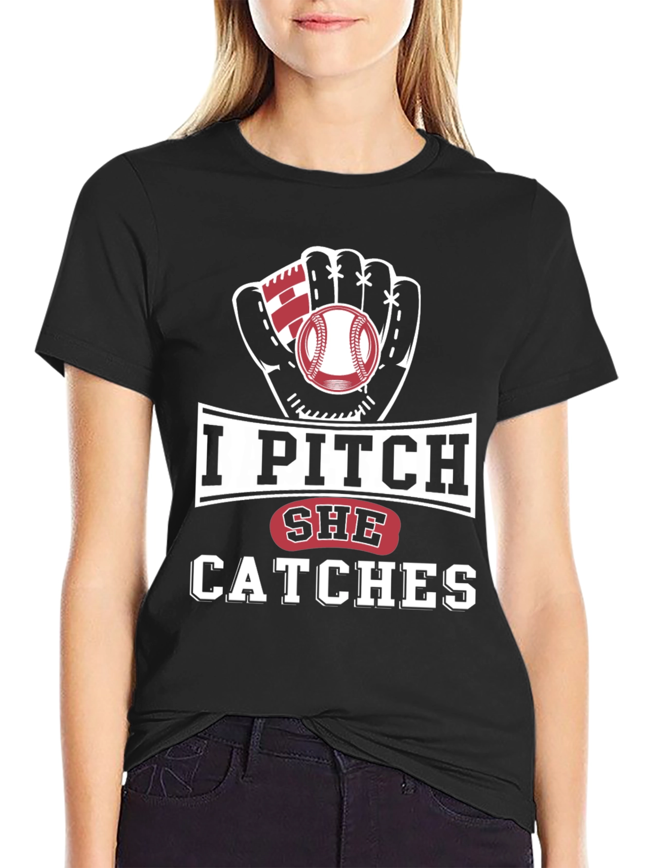 I Pitch She Catches Baseball T-Shirt