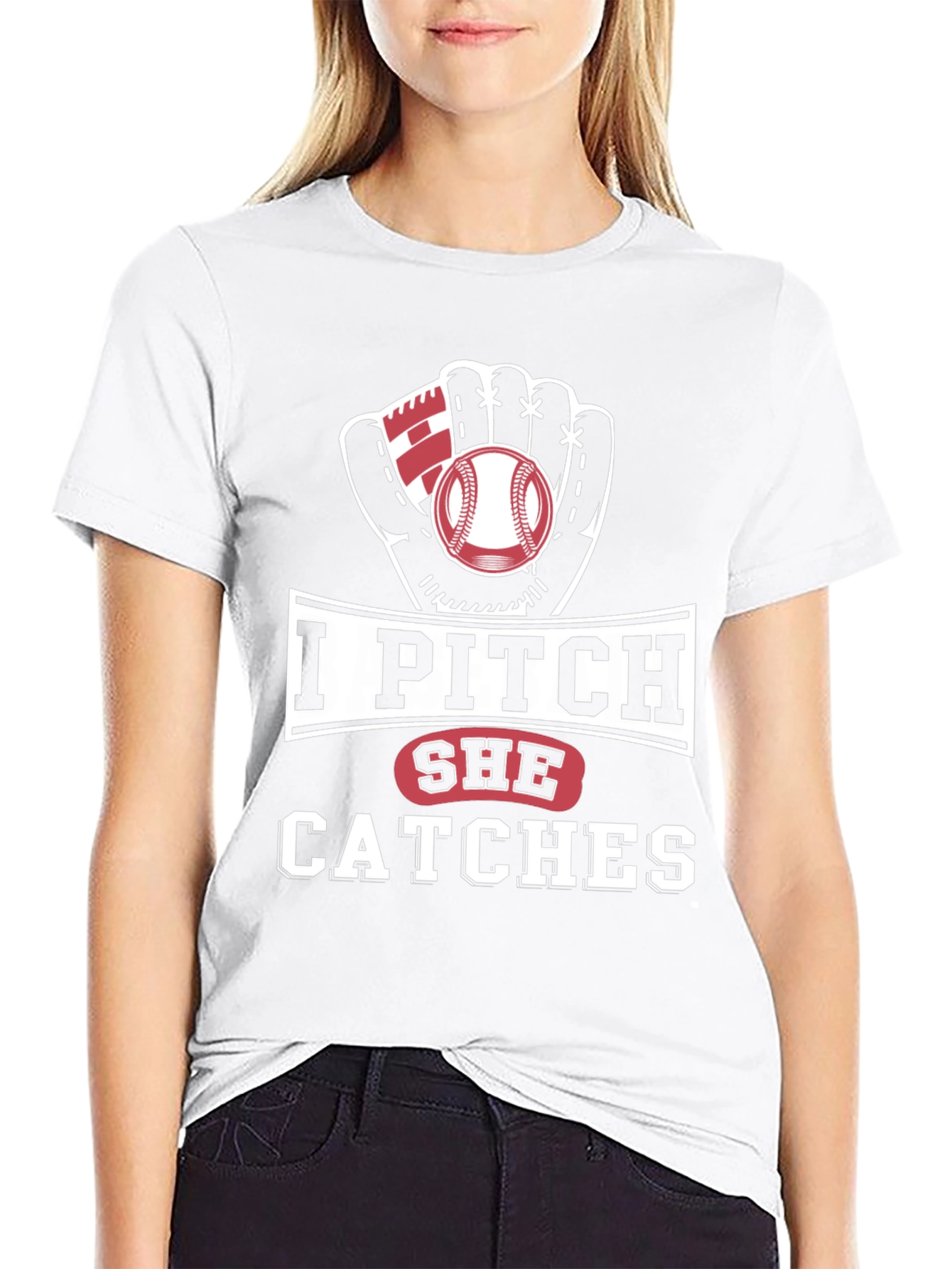 I Pitch She Catches Baseball T-Shirt