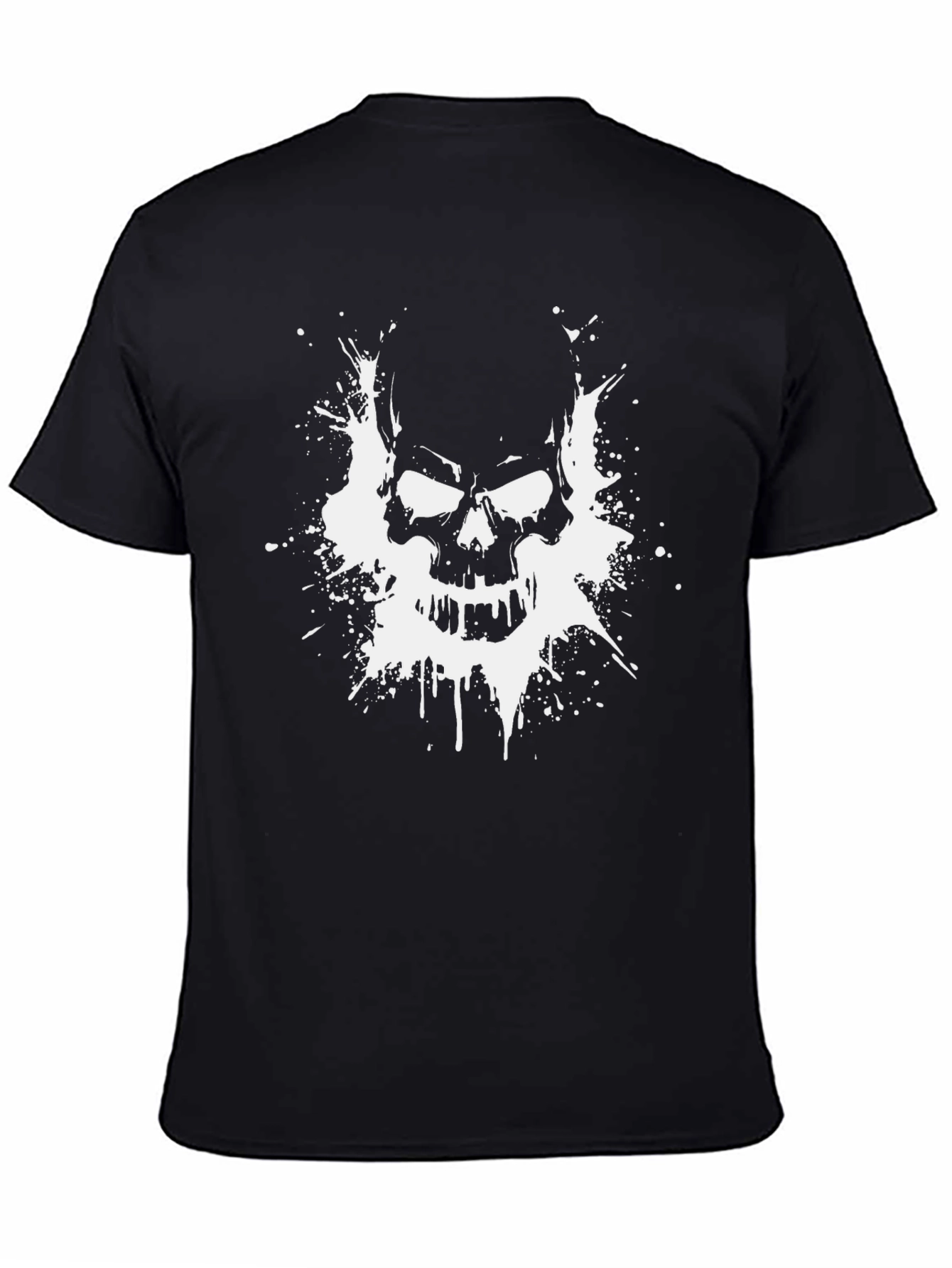 Skull Splatter Graphic Tee - Black