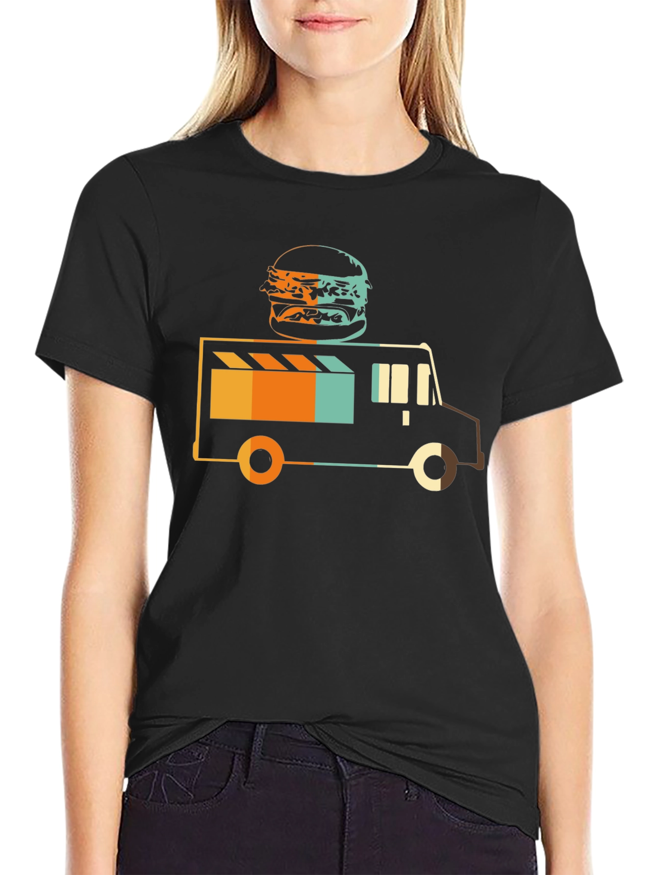 Food Truck Burger Graphic Tee - Black