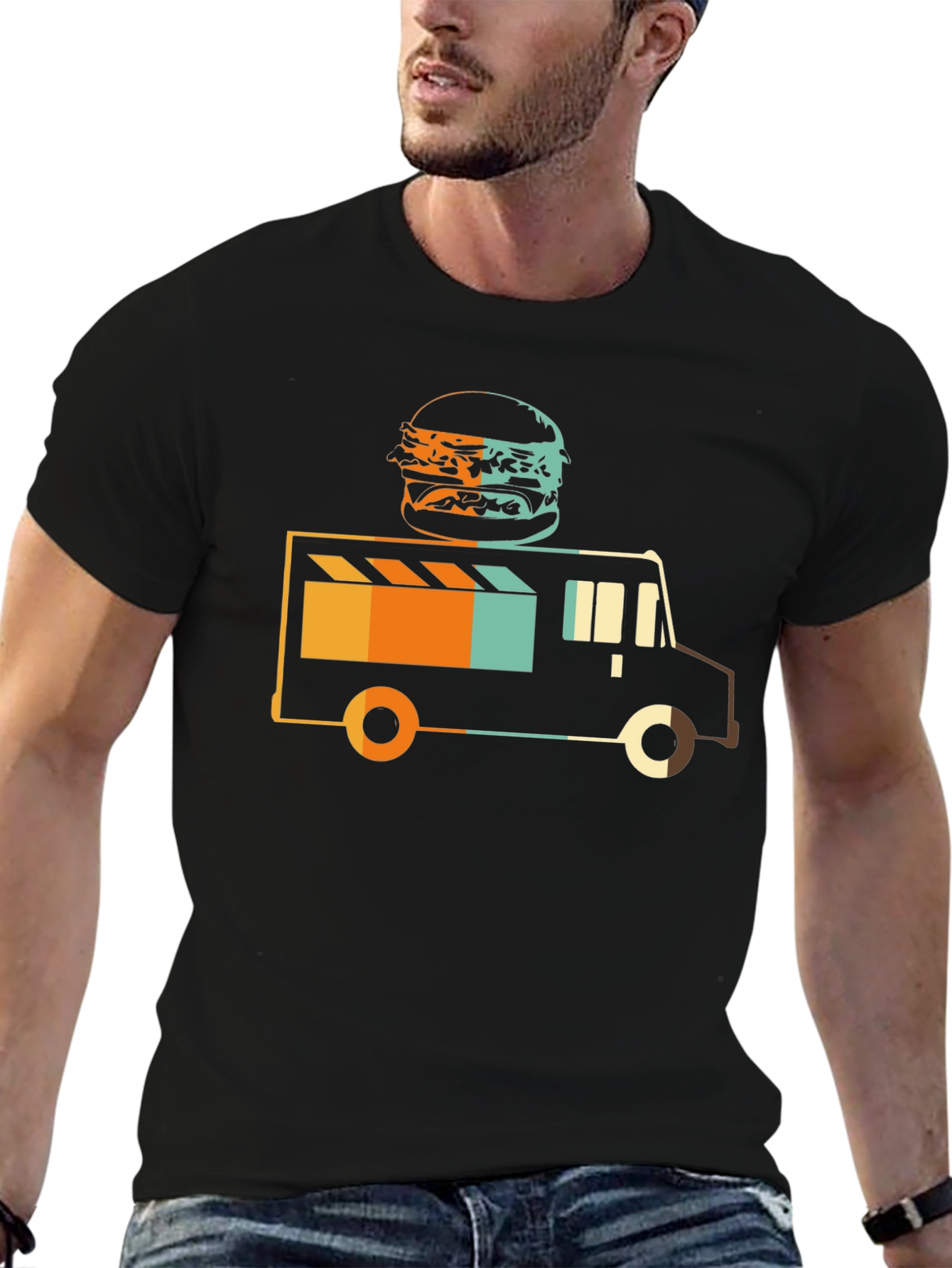 Food Truck Burger Graphic Tee - Black