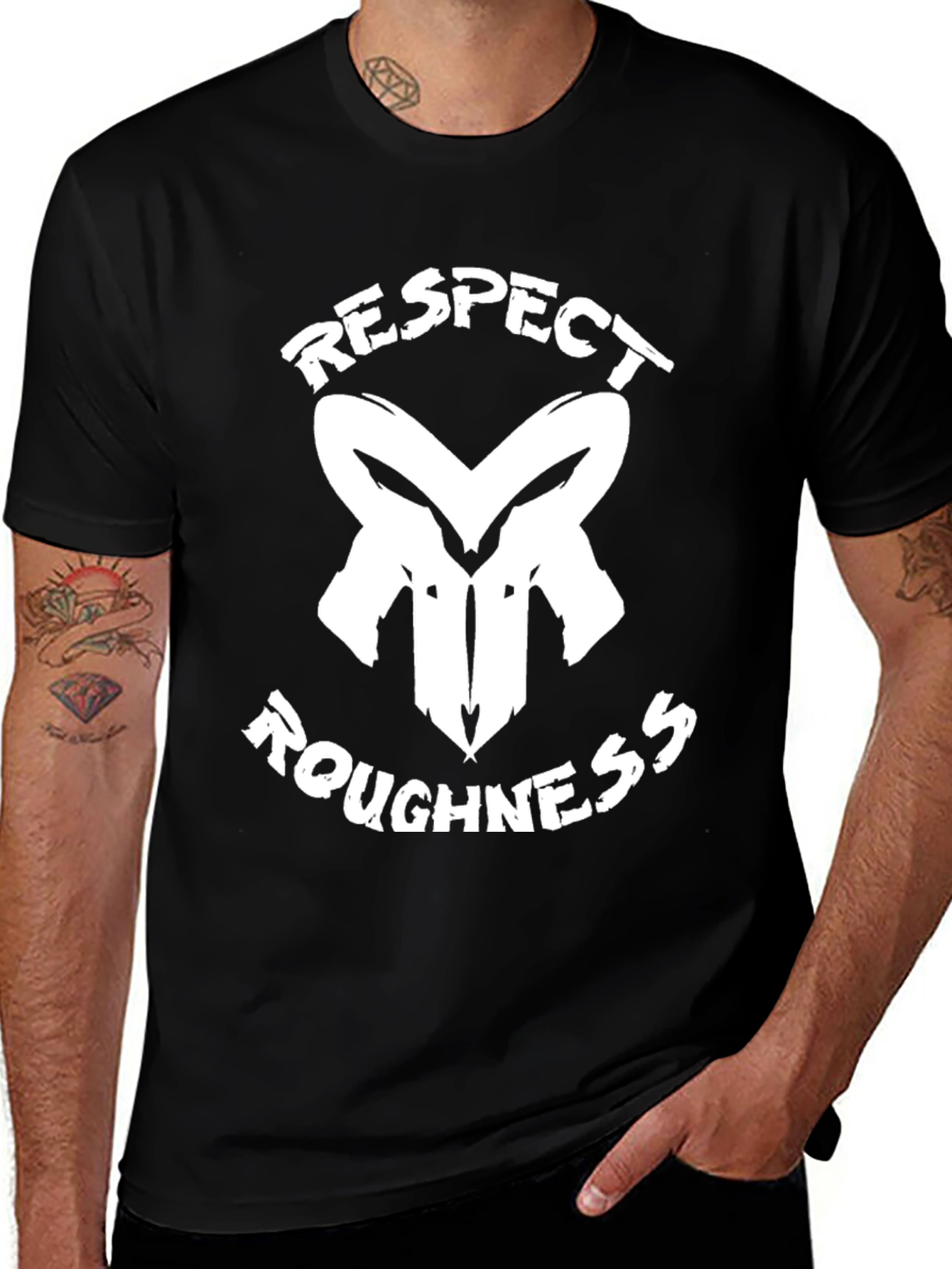 Respect Roughness Graphic Print Black T-Shirt