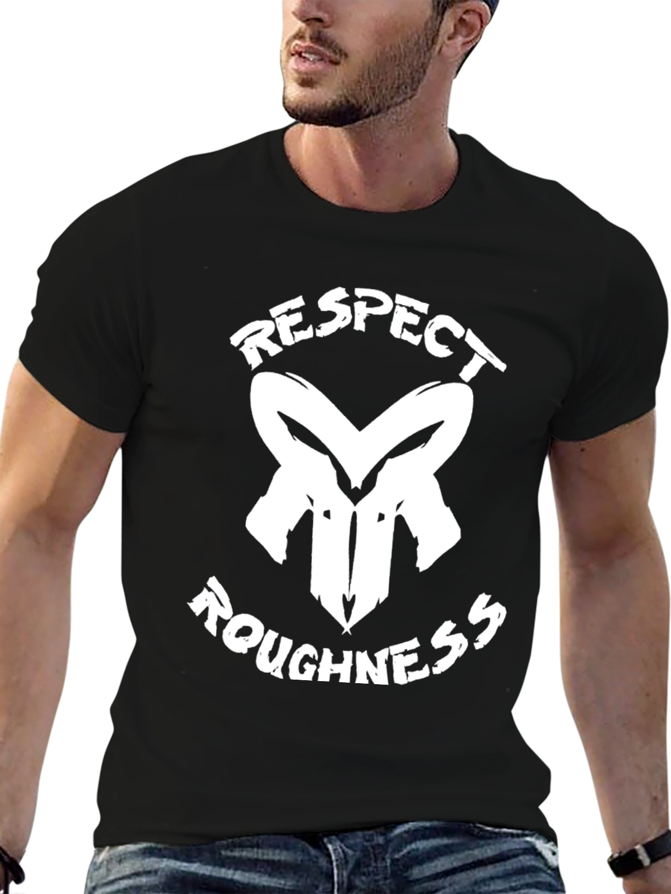 Respect Roughness Graphic Print Black T-Shirt