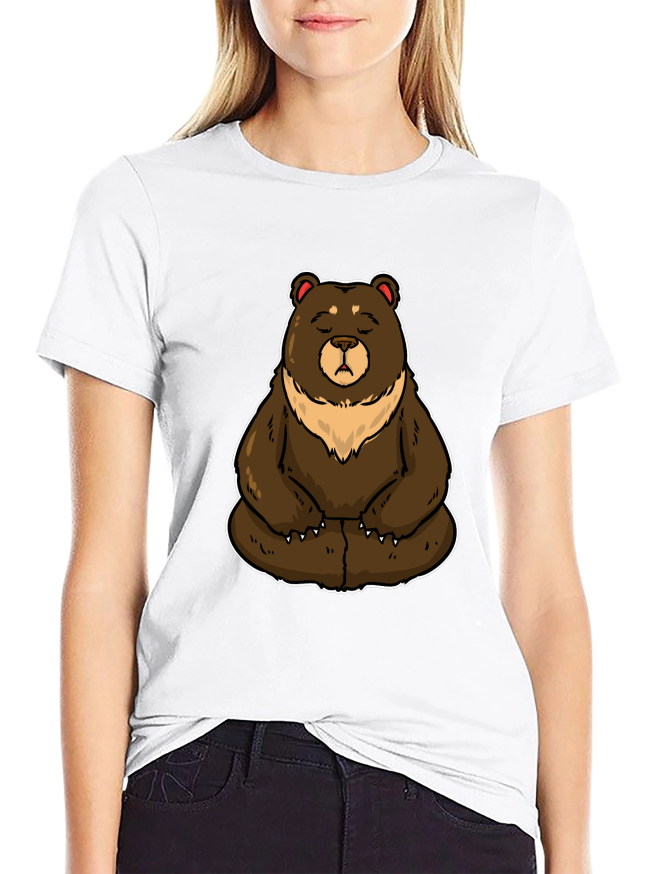 Meditating Bear Graphic Tee - Casual Comfort
