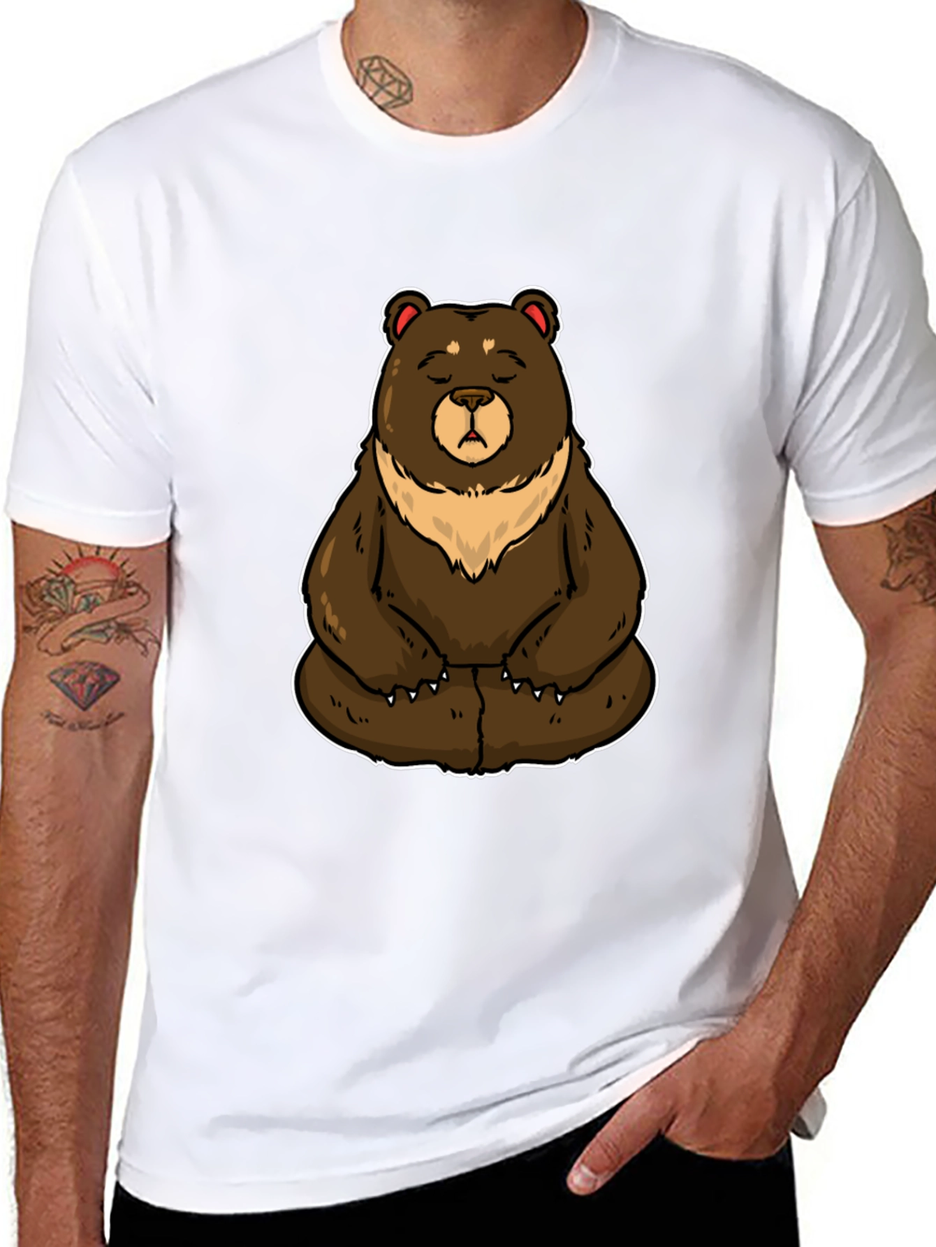 Meditating Bear Graphic Tee - Casual Comfort