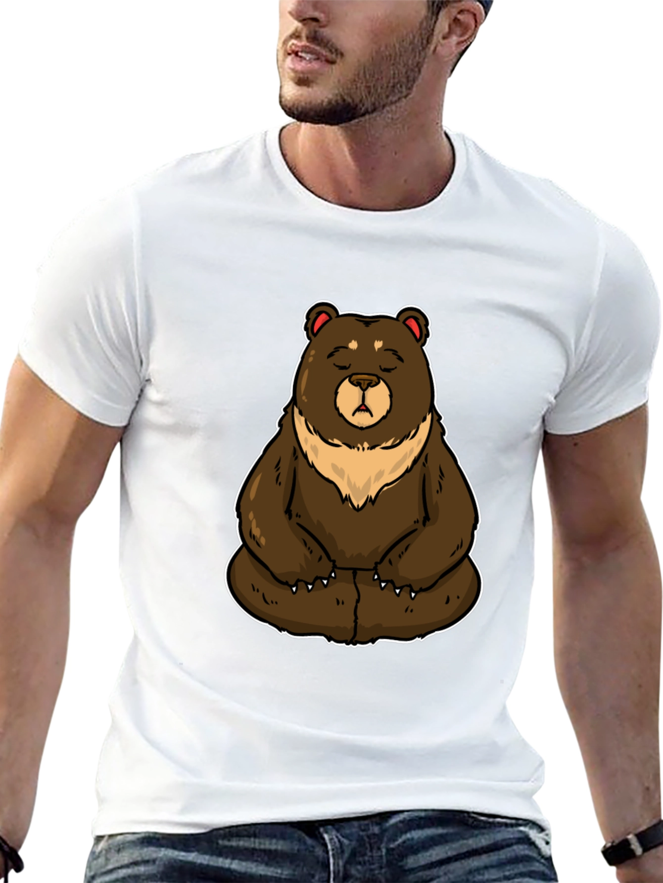 Meditating Bear Graphic Tee - Casual Comfort