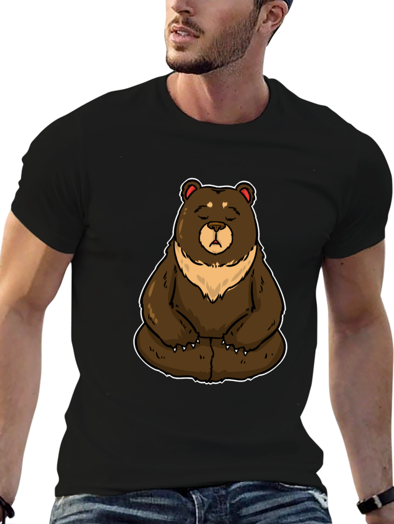 Meditating Bear Graphic Tee - Casual Comfort