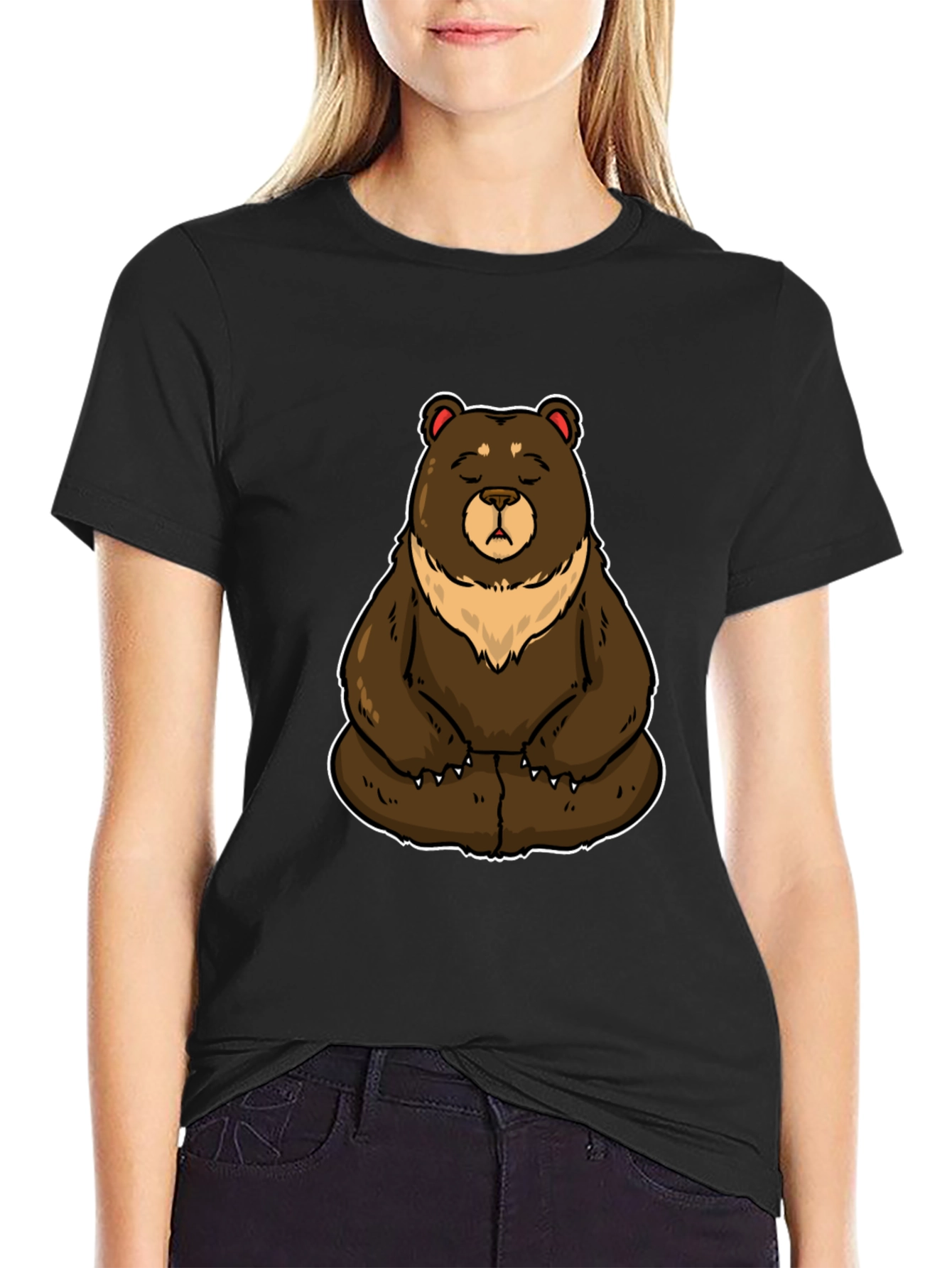Meditating Bear Graphic Tee - Casual Comfort