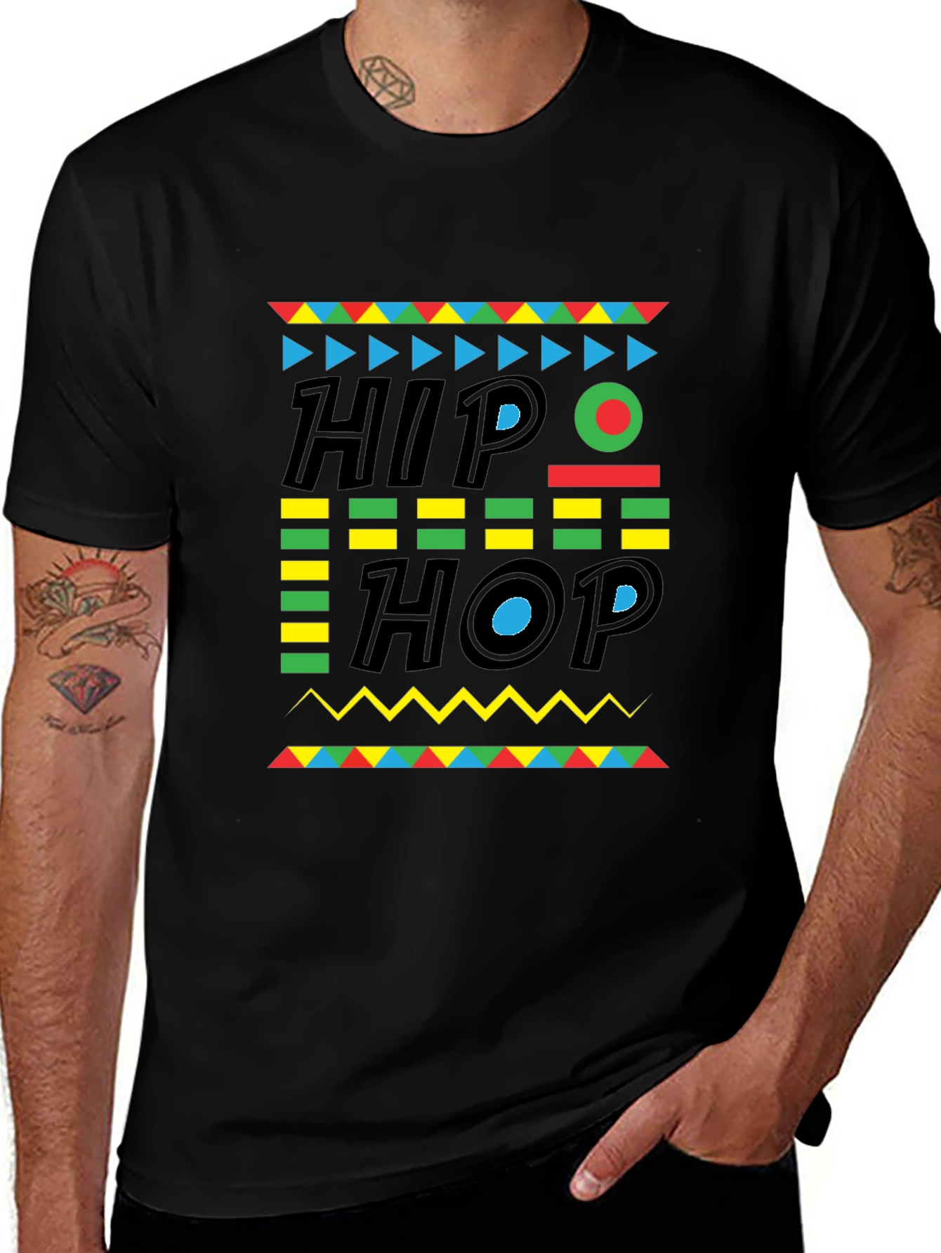 Retro Hip Hop Graphic Tee - Mens Black T-Shirt