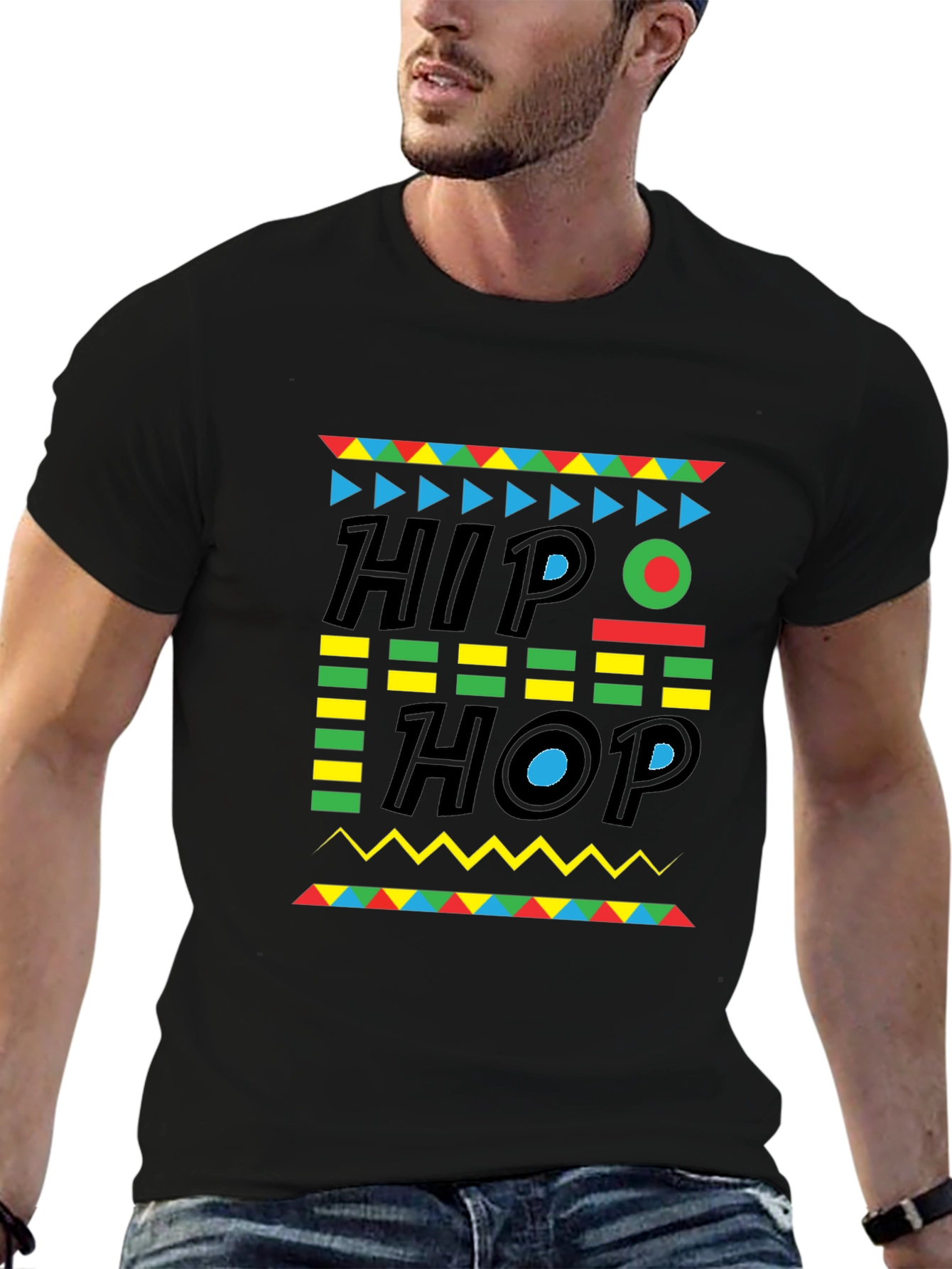 Retro Hip Hop Graphic Tee - Mens Black T-Shirt