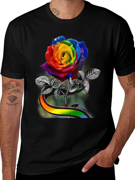 Rainbow Rose Graphic Tee - Pride Apparel