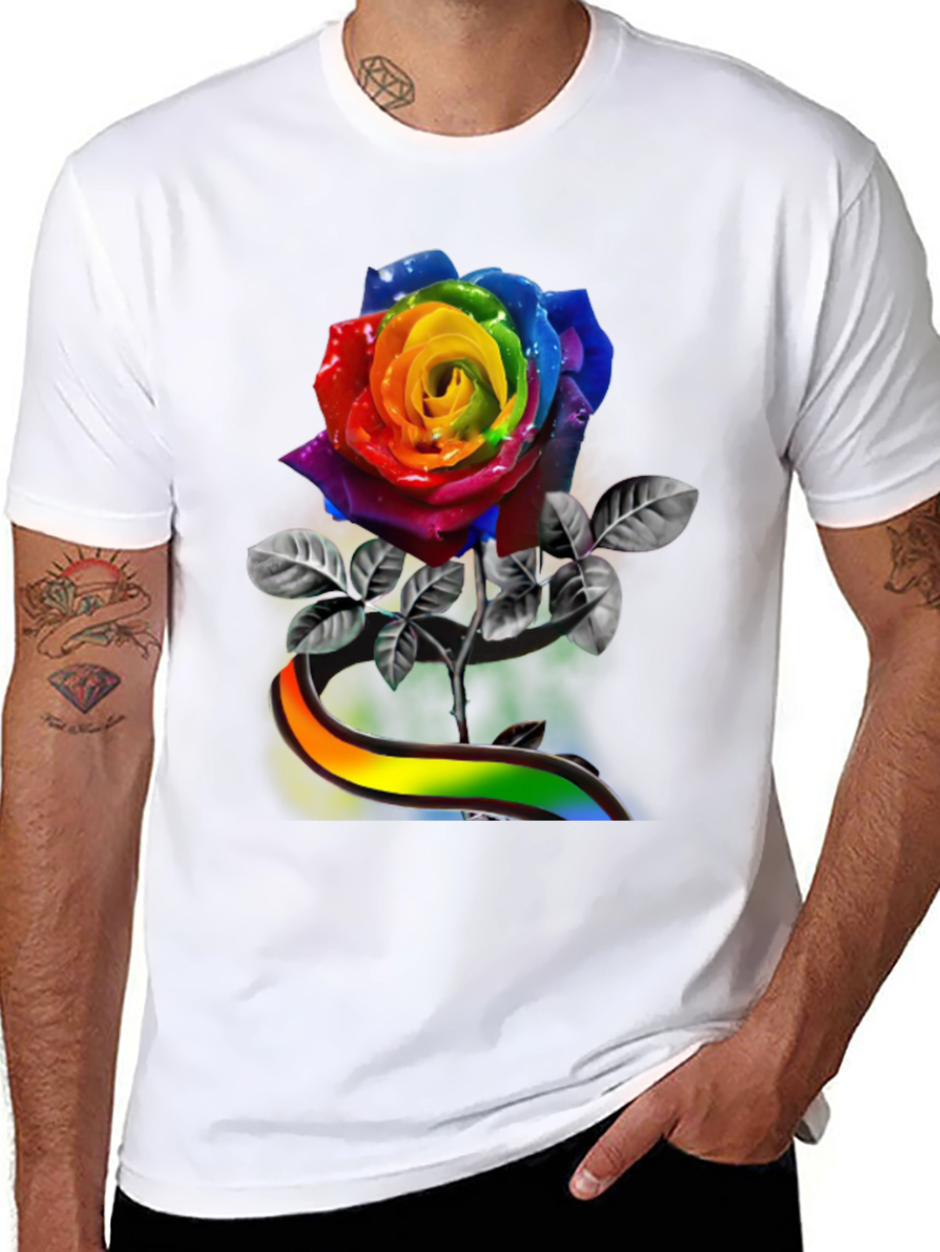 Rainbow Rose Graphic Tee - Pride Apparel