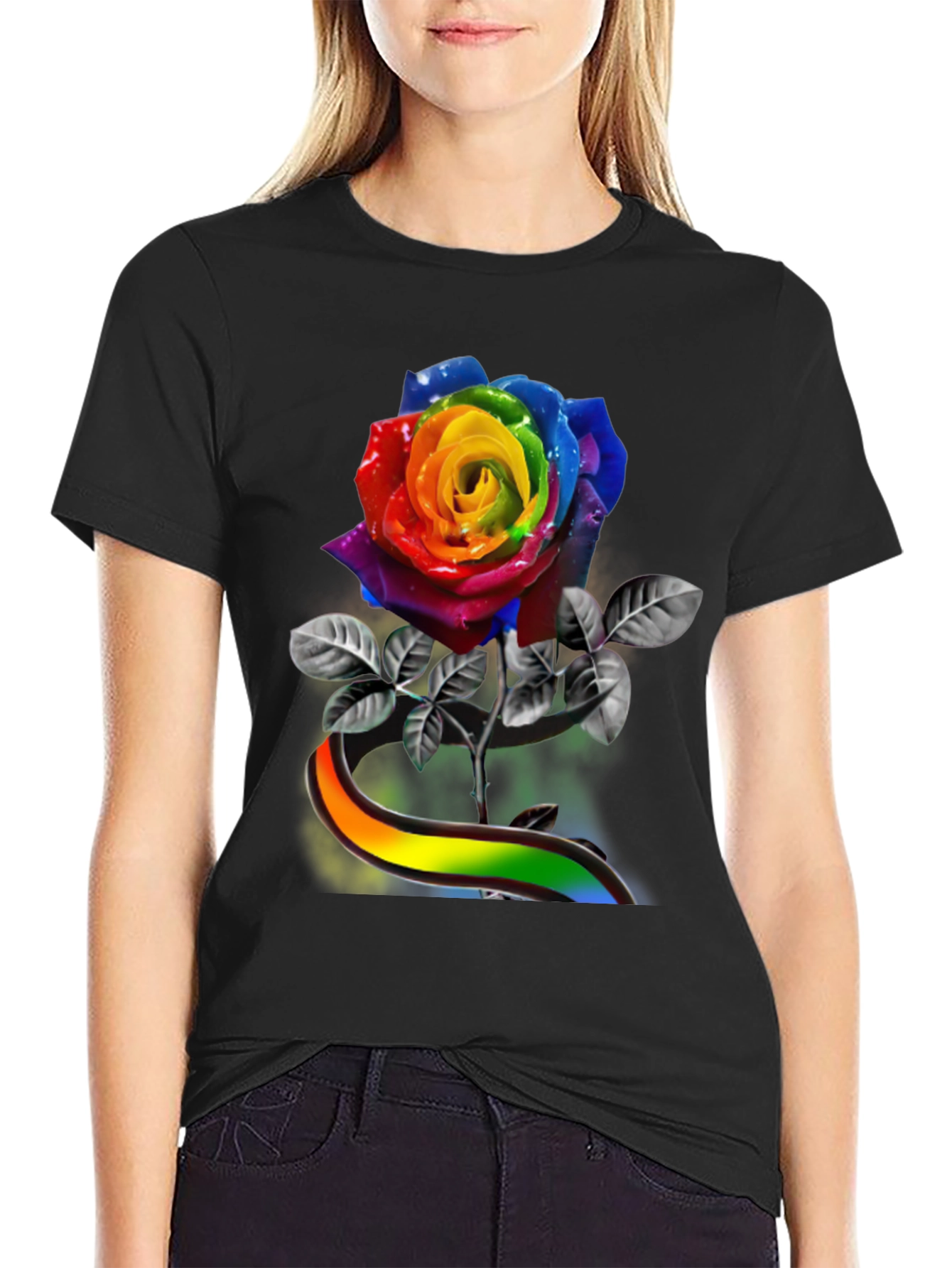Rainbow Rose Graphic Tee - Pride Apparel