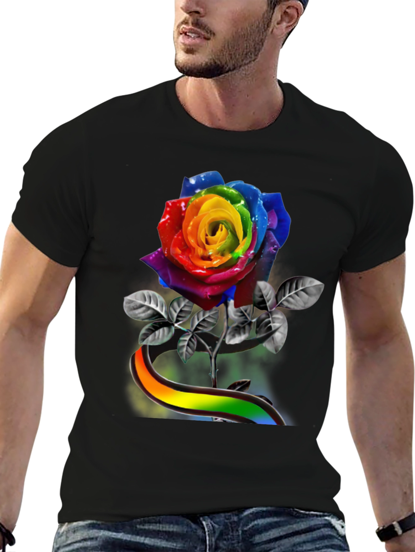Rainbow Rose Graphic Tee - Pride Apparel