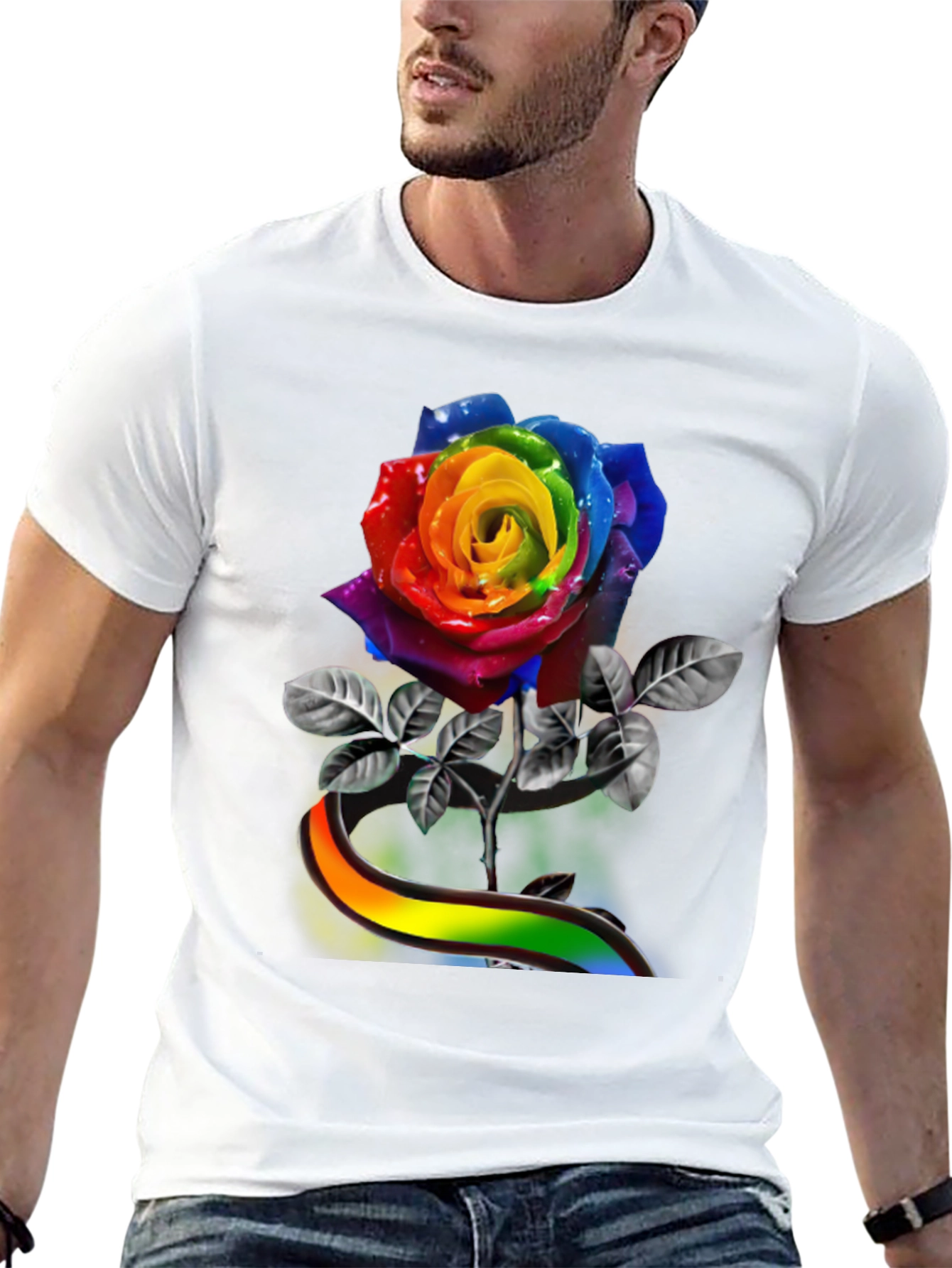 Rainbow Rose Graphic Tee - Pride Apparel