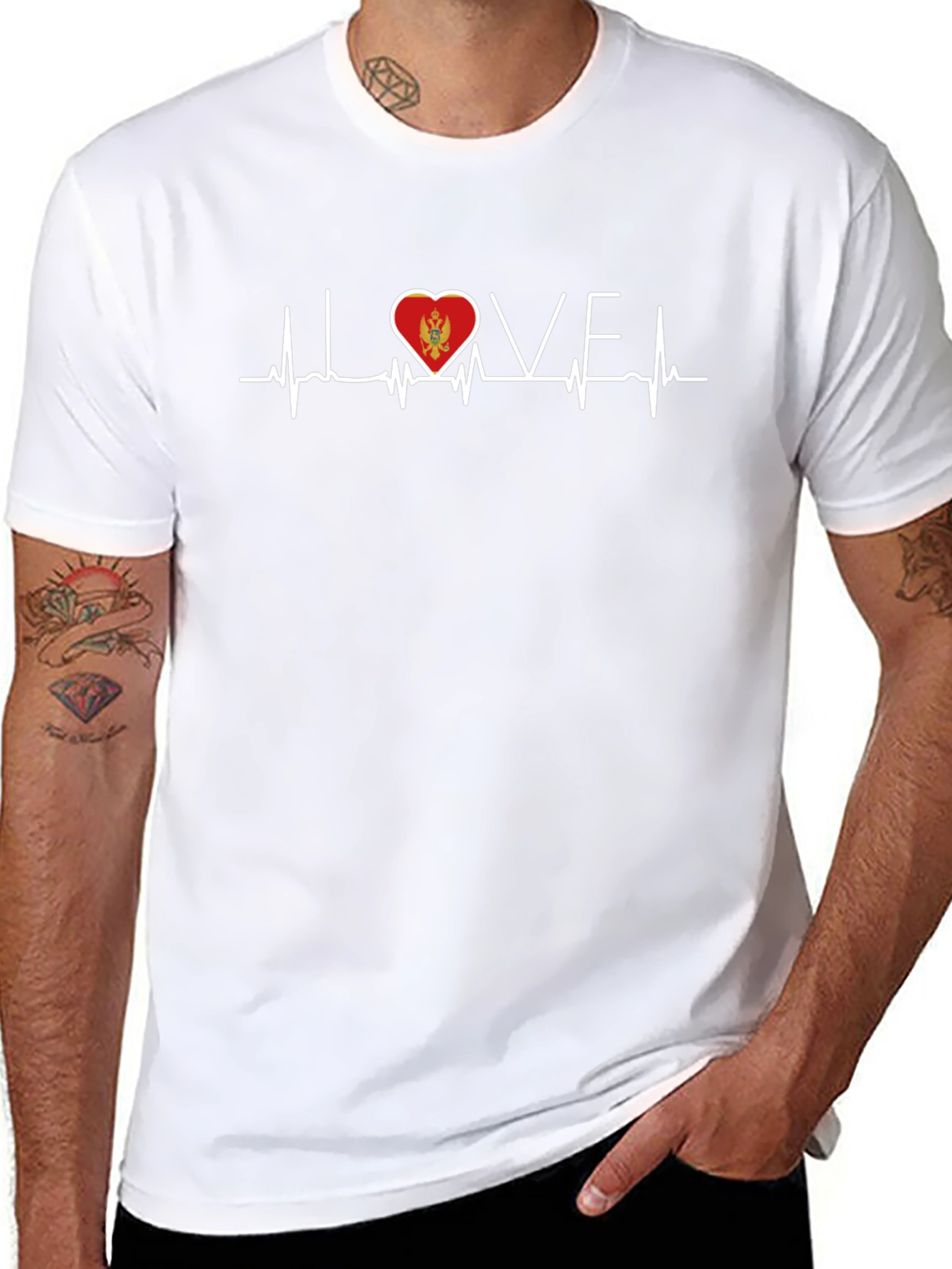 Montenegro Flag Heartbeat Love T-Shirt