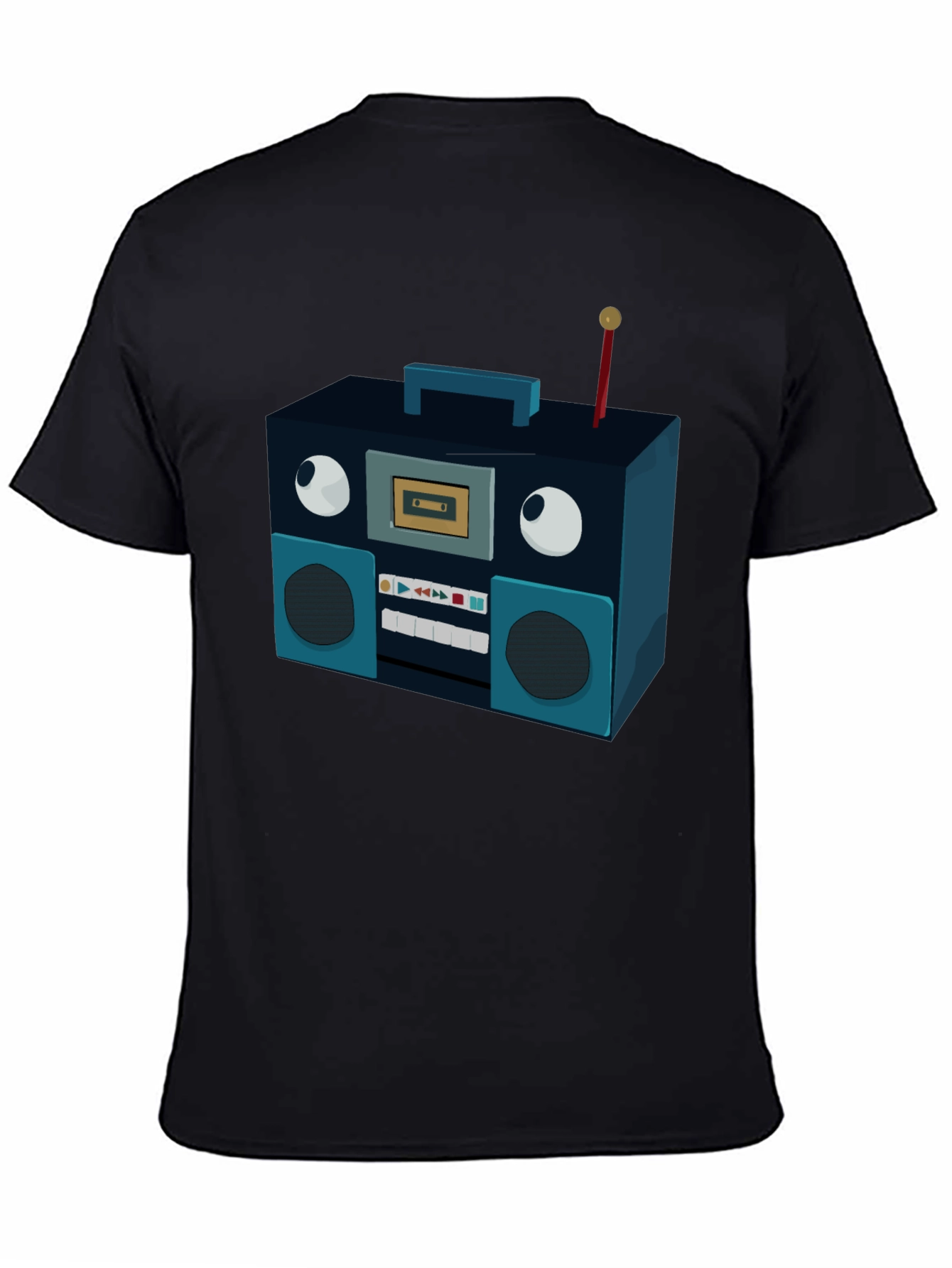 Retro Radio Graphic Tee - Black Cotton Blend
